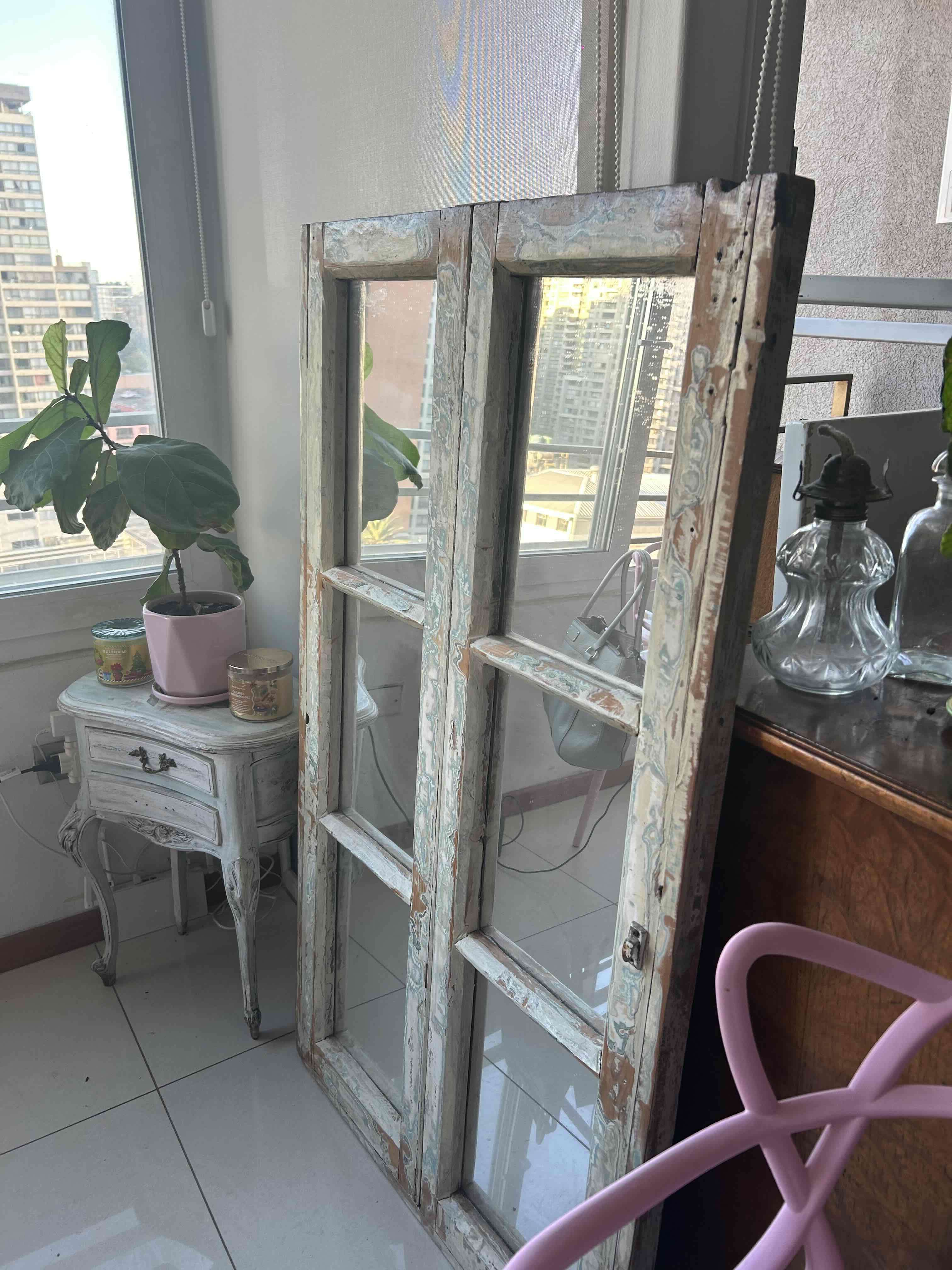 Espejo rústico antiguo de madera - miniatura 2