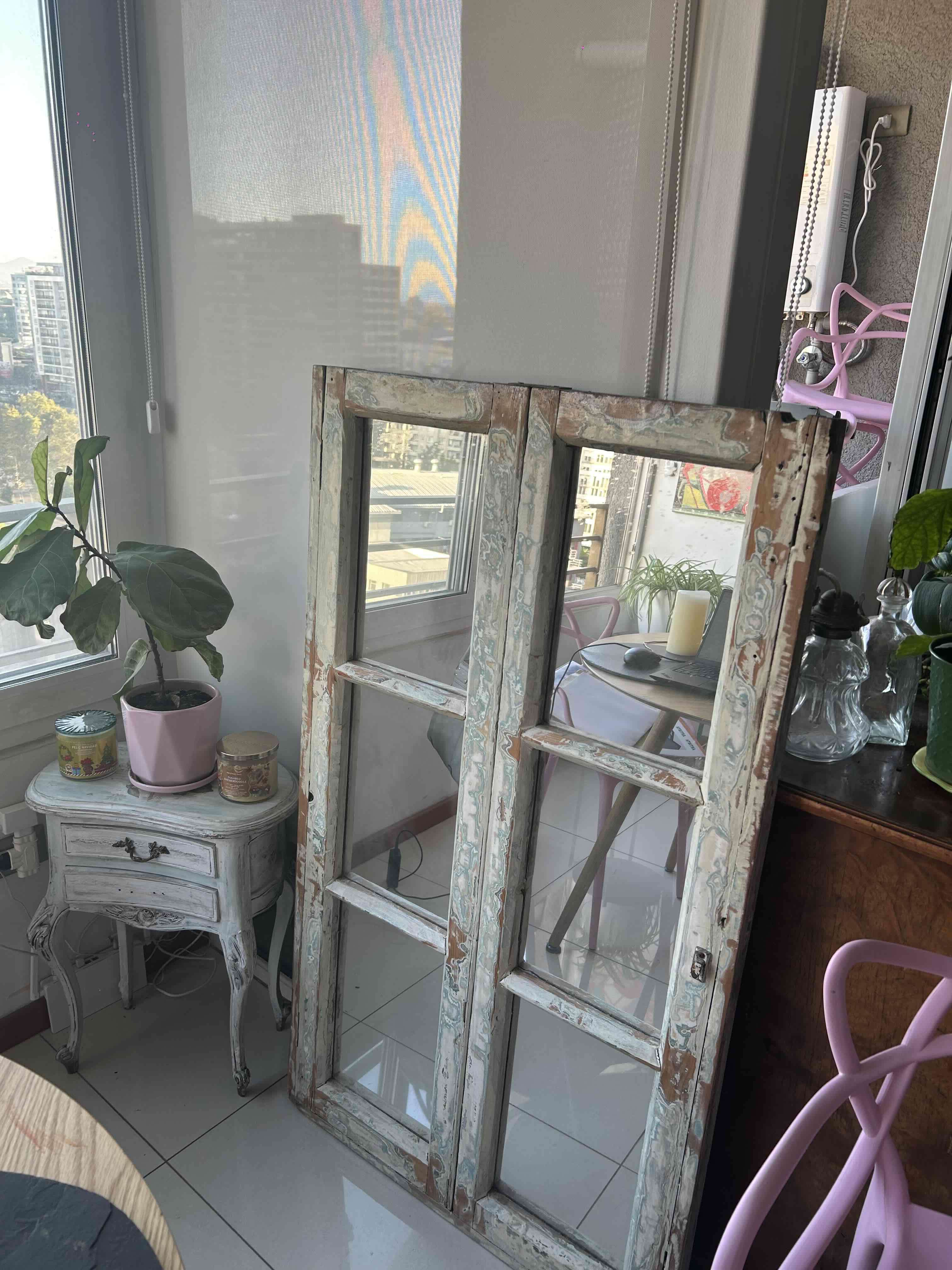 Espejo rústico antiguo de madera - miniatura 3