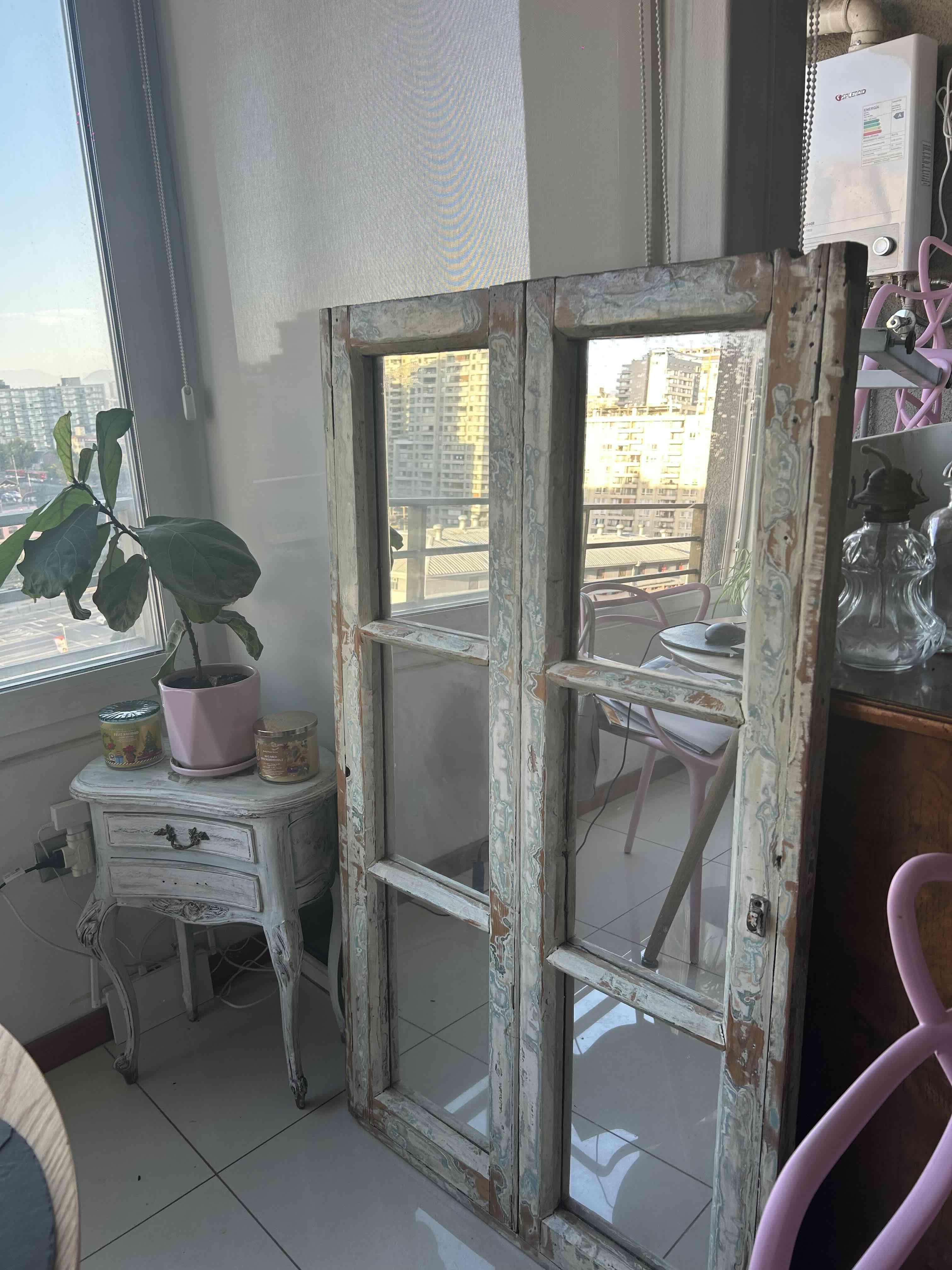 Espejo rústico antiguo de madera - miniatura 4