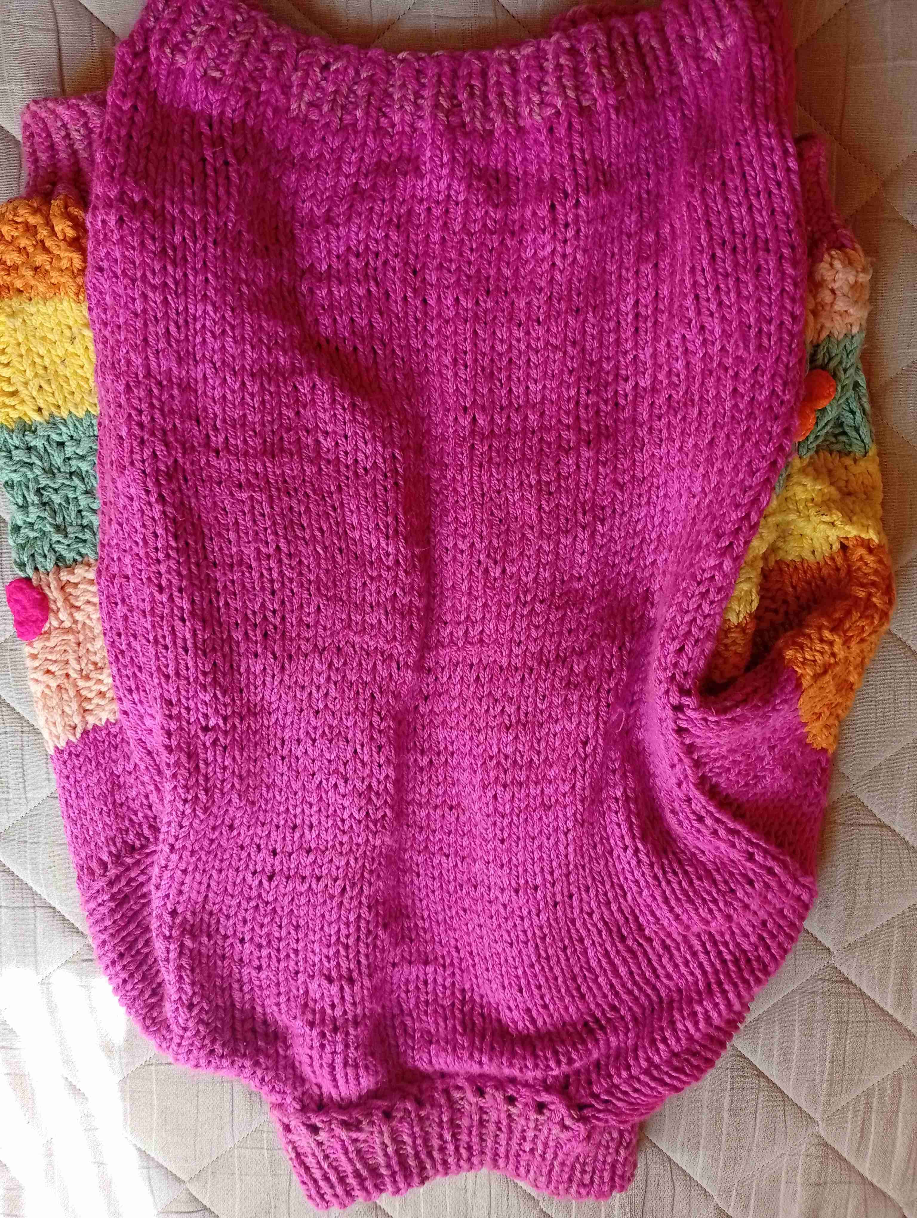 Chaleco tejido multicolor rosa - miniatura 2