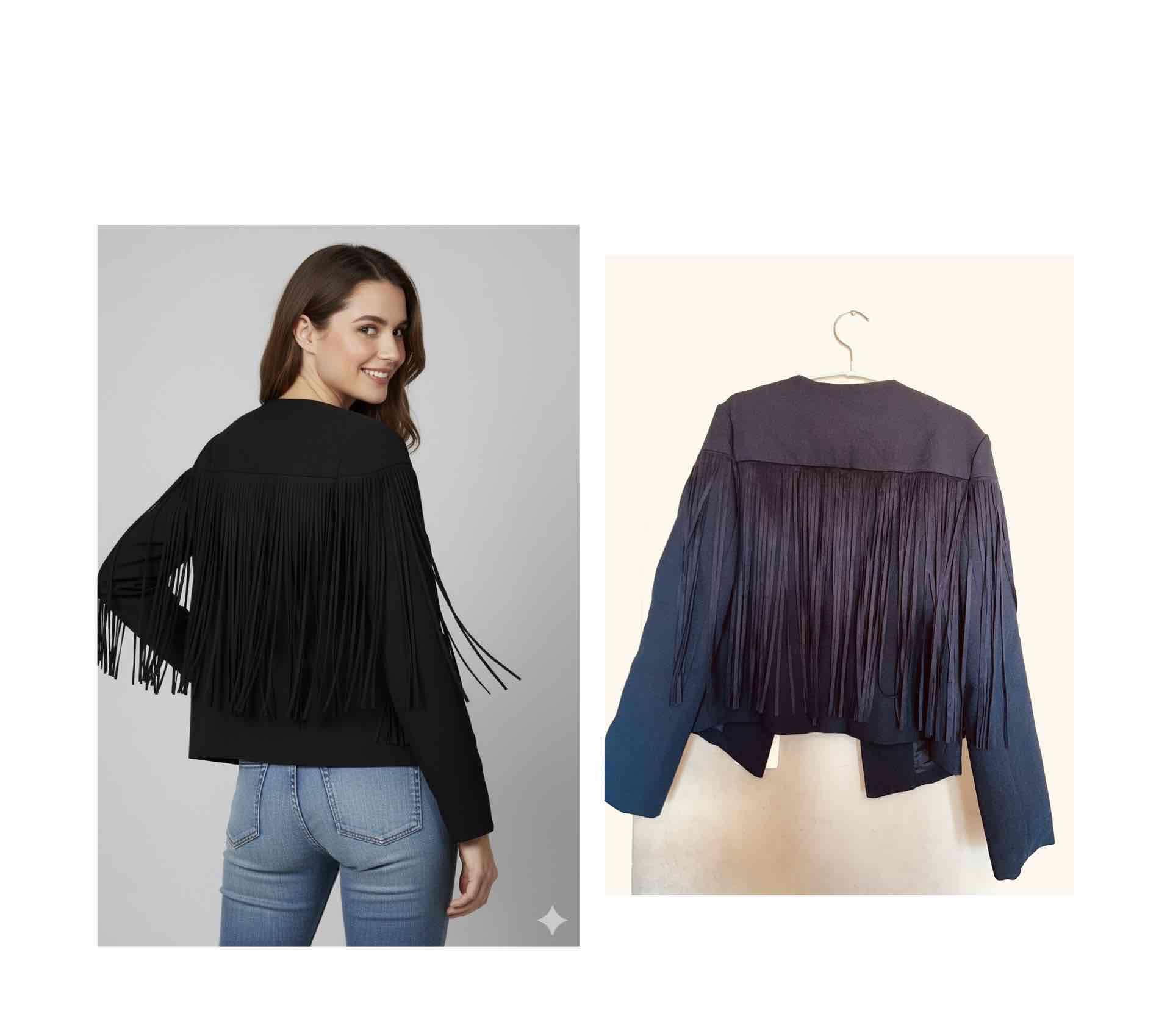 Chaqueta con flecos negra Nicopoly - miniatura 2