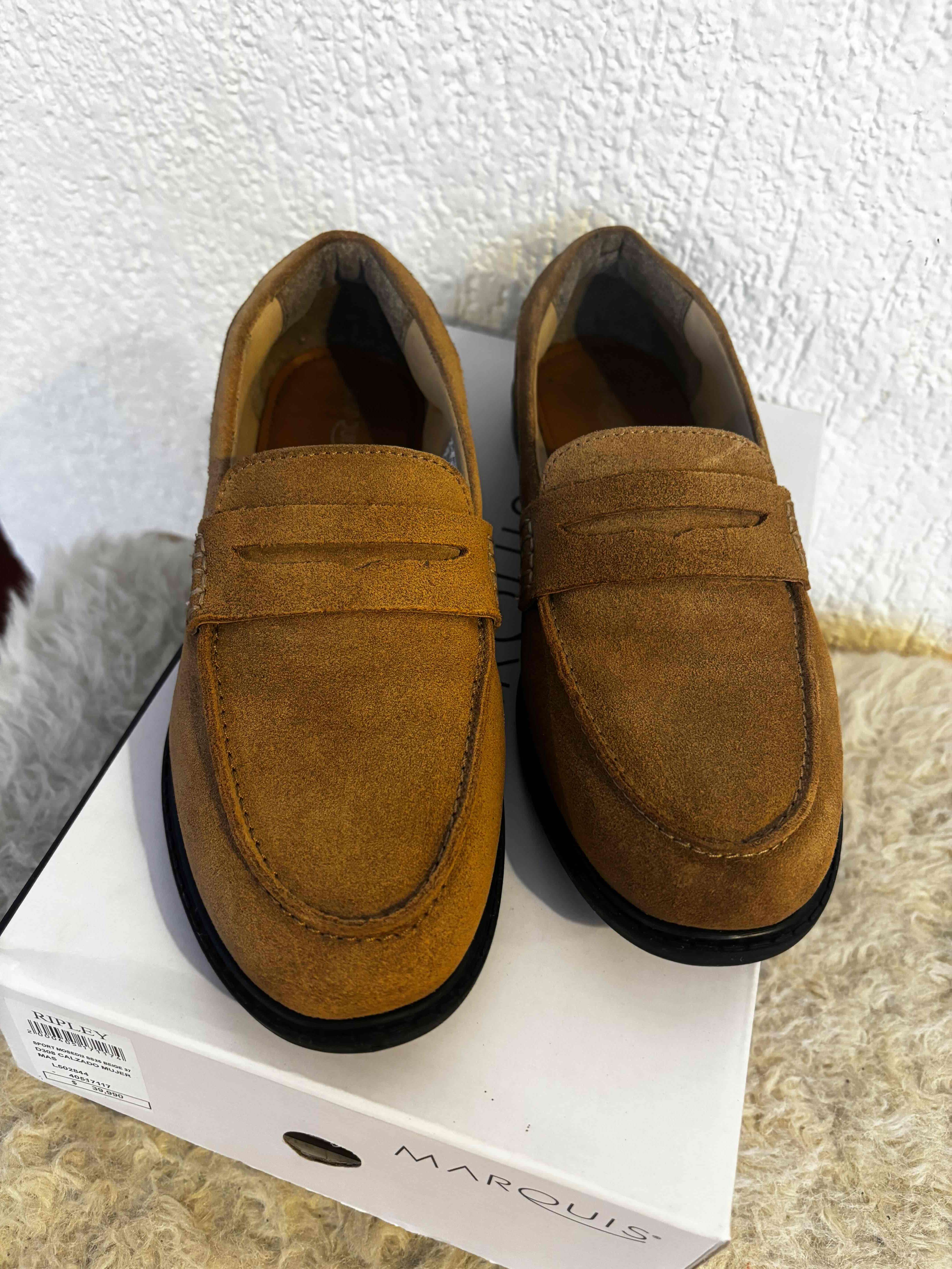 Zapatos mocasines de gamuza café - miniatura 2