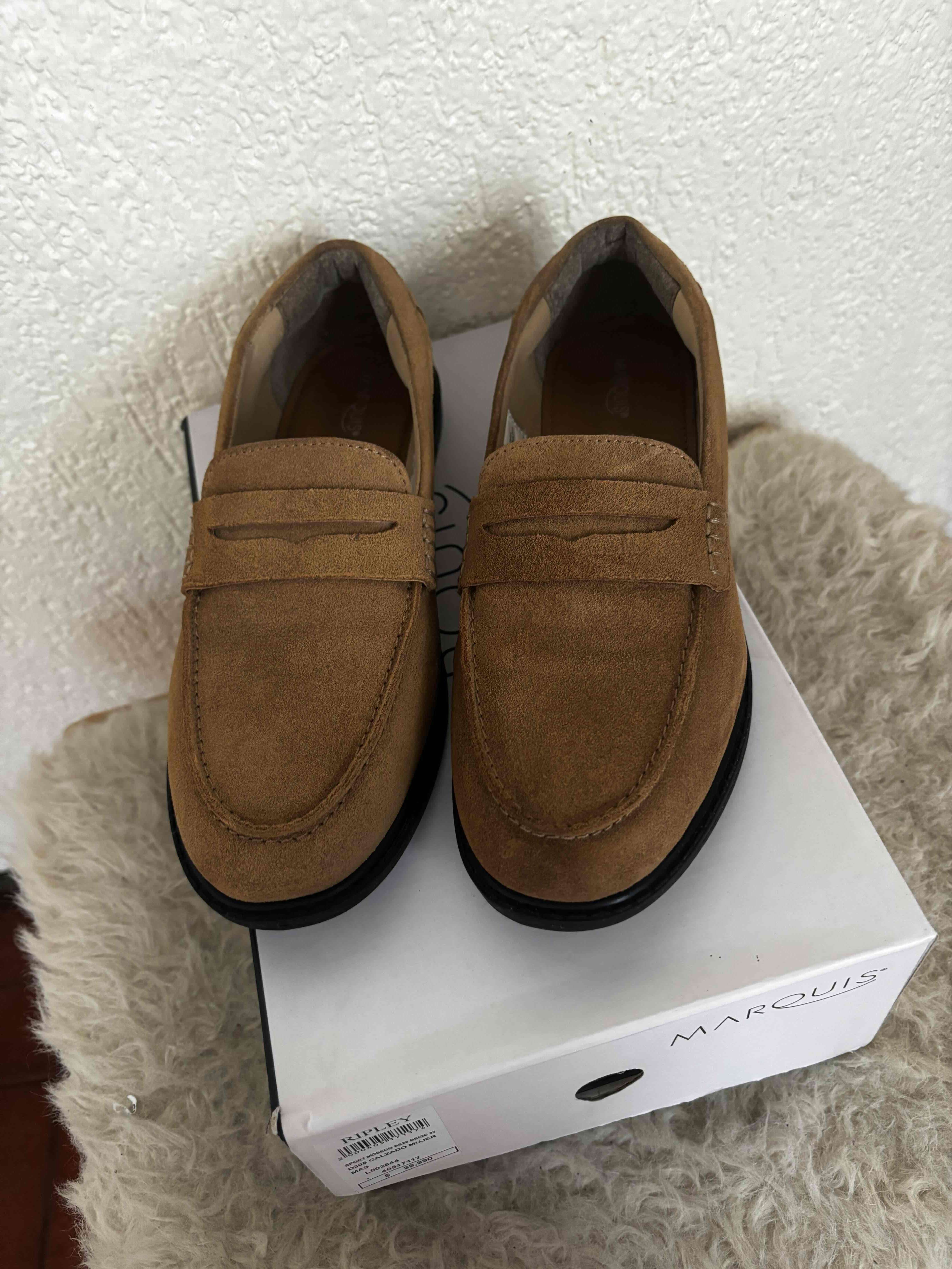 Zapatos mocasines de gamuza café - miniatura 3