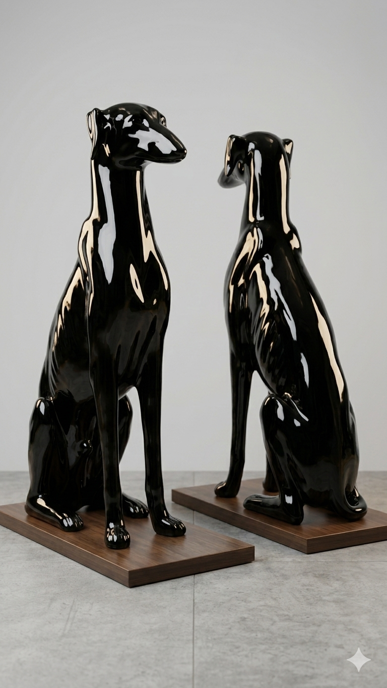 Escultura de perro negro brillante - miniatura 2