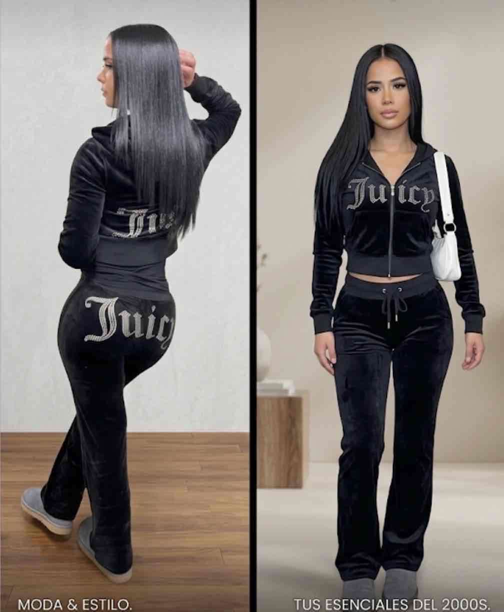 Buzo Juicy Couture negro terciopelo