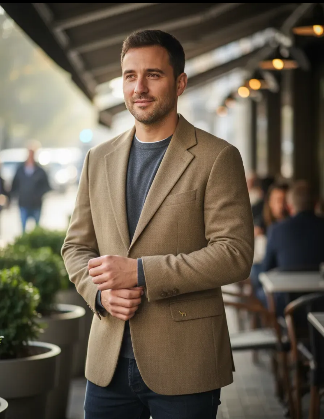 Blazer hombre beige clásico - 1