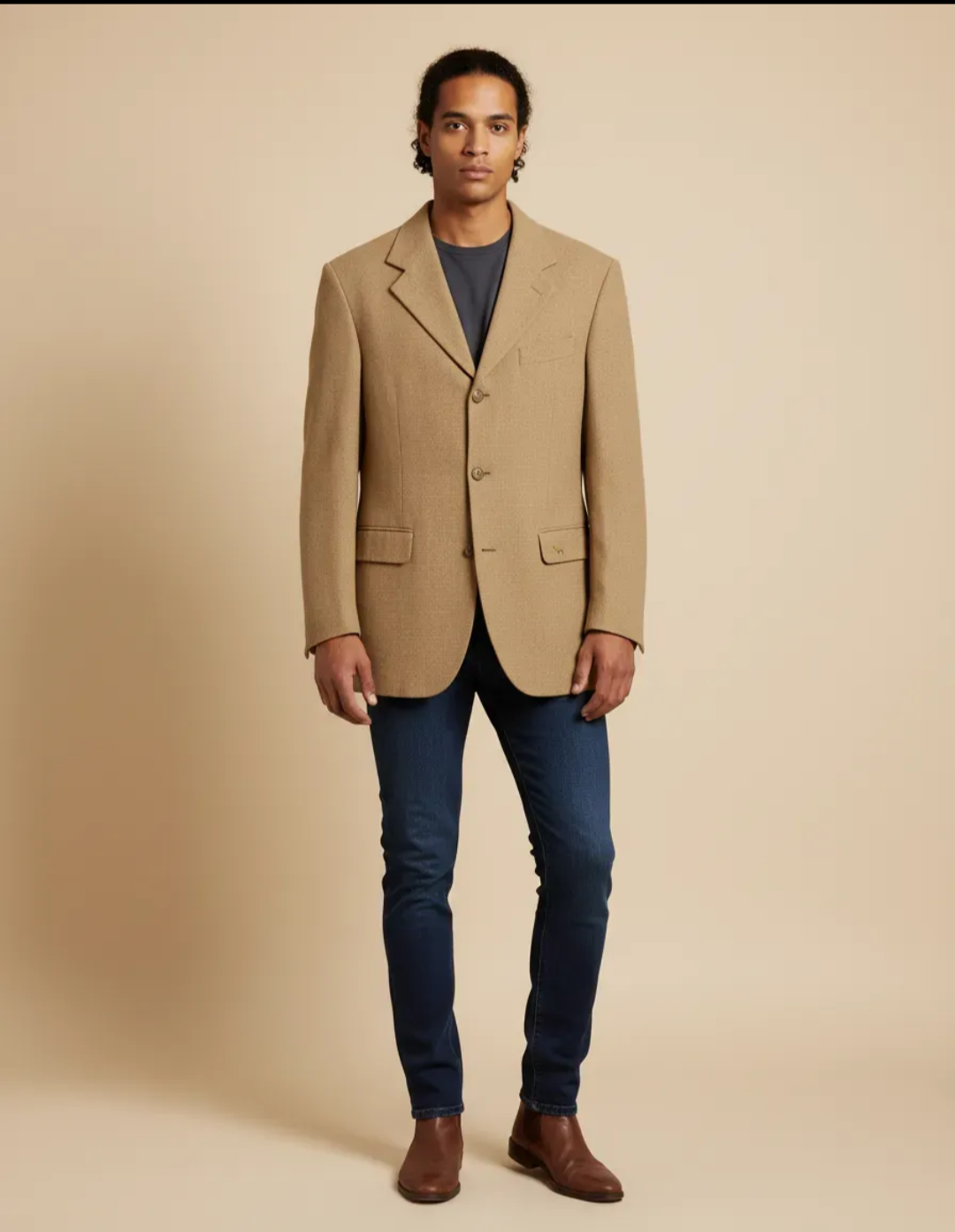 Blazer hombre beige clásico - 3