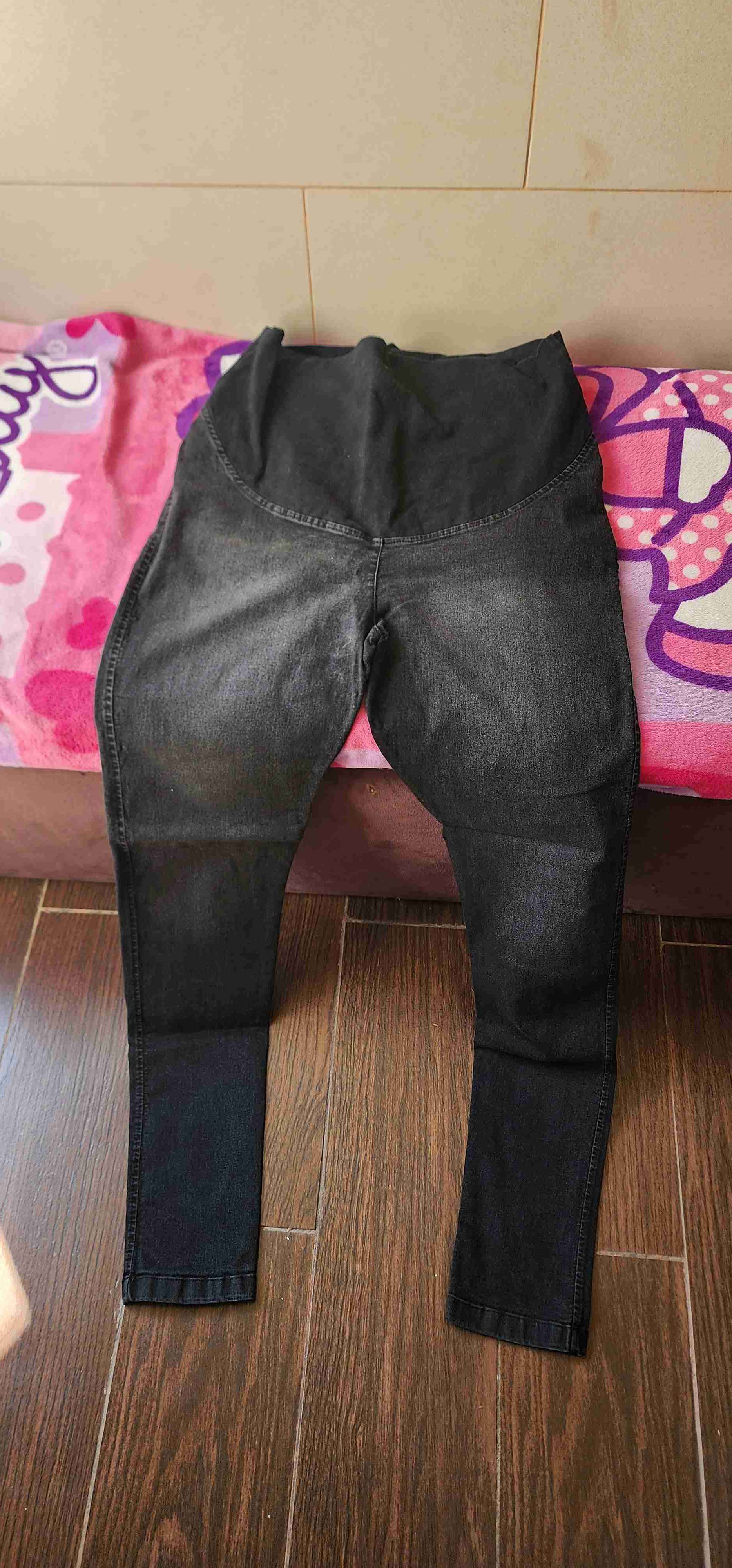 Jeans maternal negro desgastado L