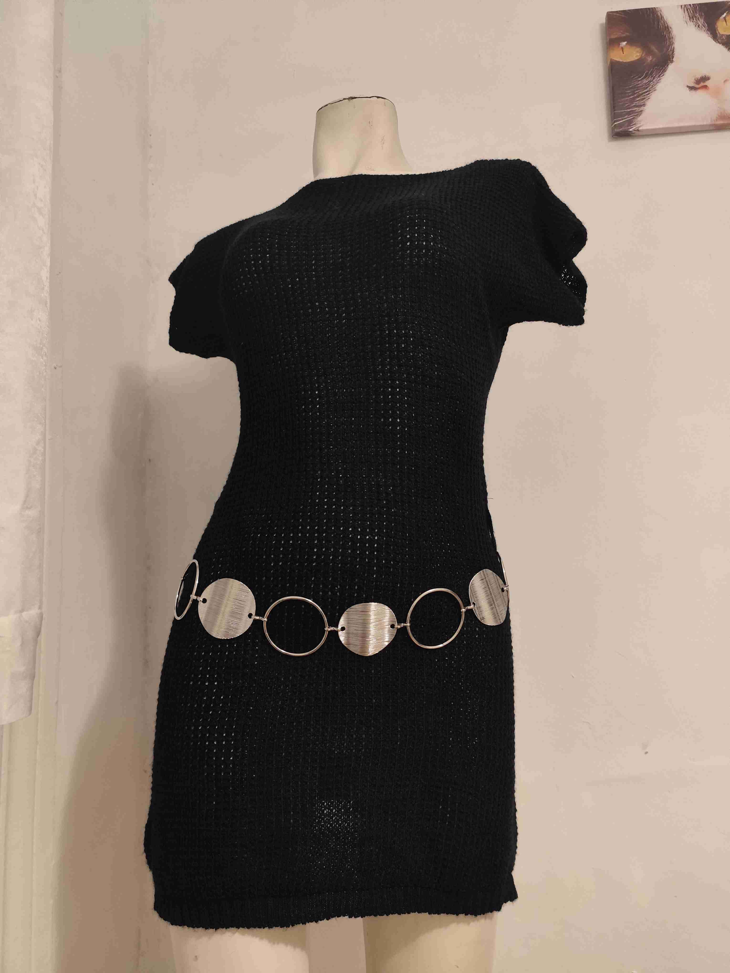 Vestido tejido negro talla M (no incluye cinturón) - miniatura 2