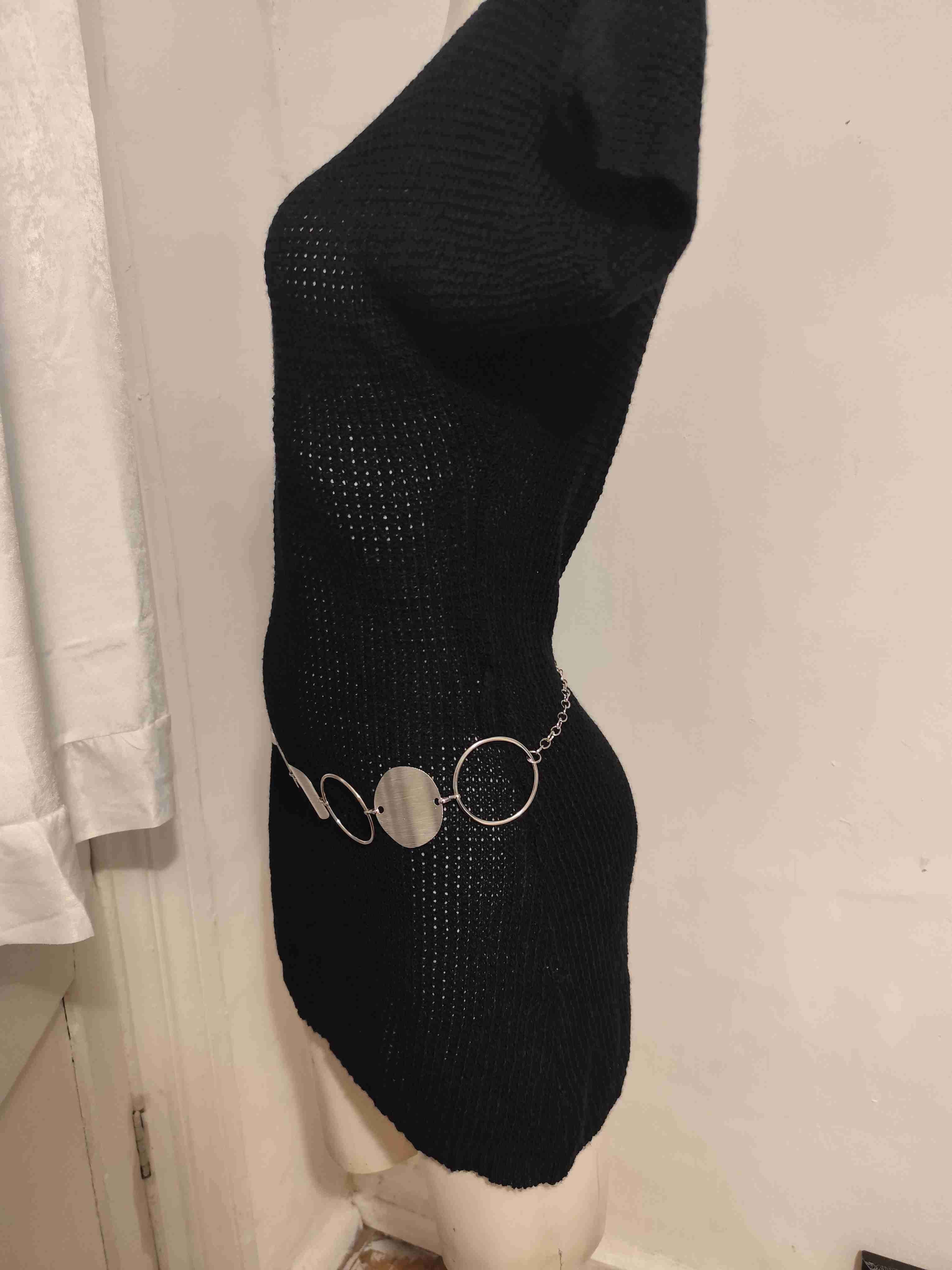 Vestido tejido negro talla M (no incluye cinturón) - miniatura 3