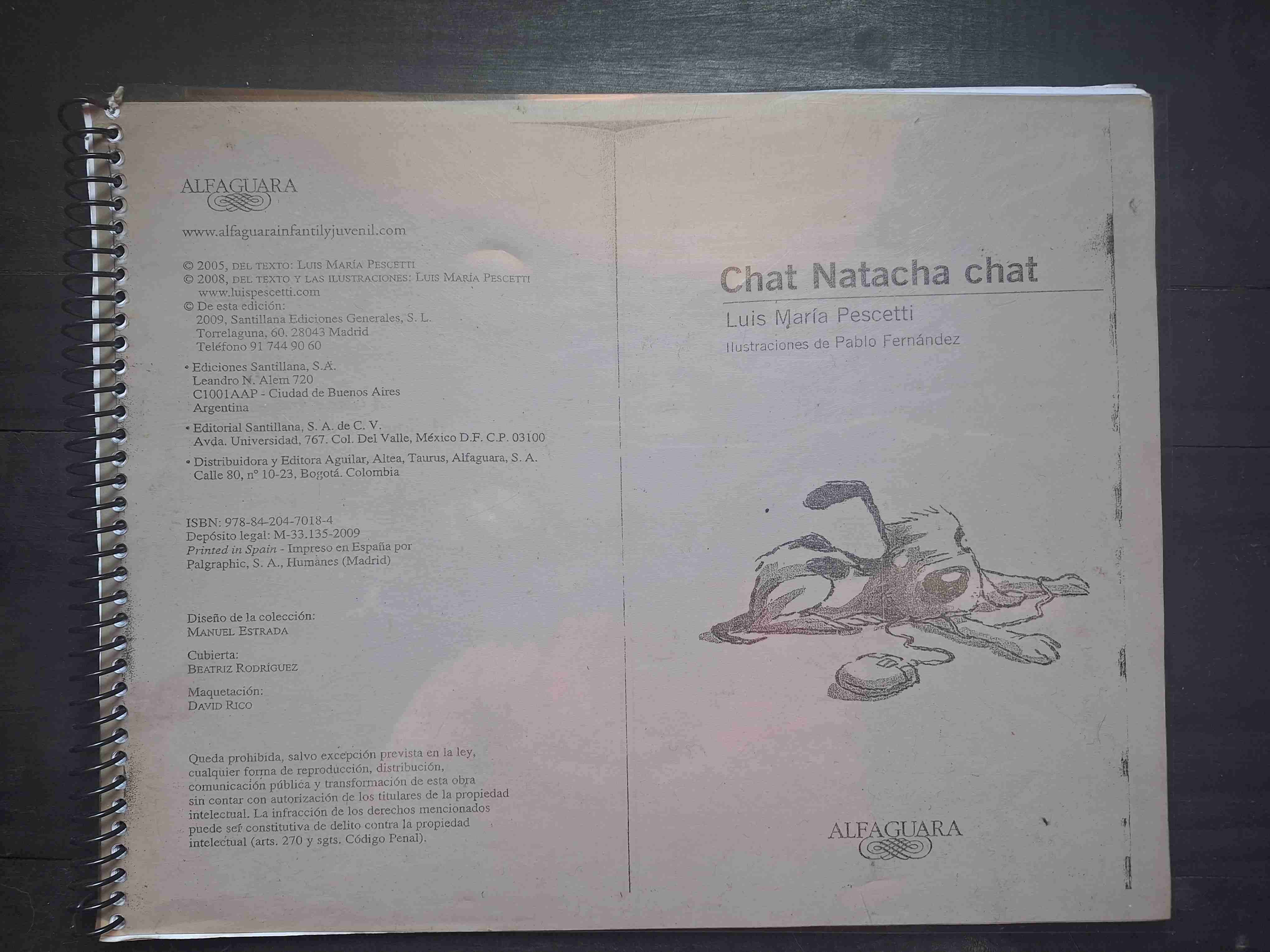 Libro fotocopiado 'Chat Natacha chat'