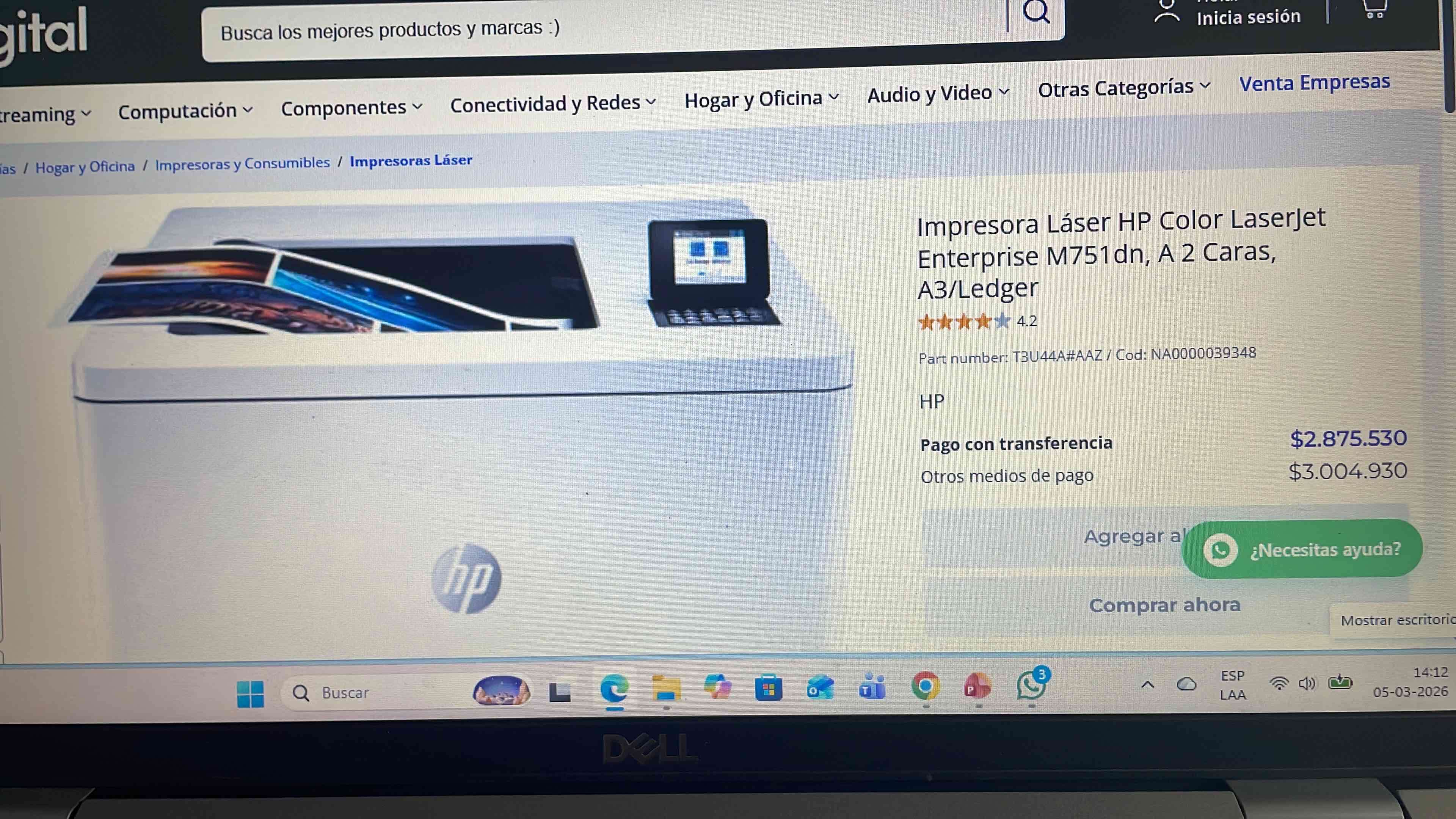 Impresora HP LaserJet Enterprise - miniatura 3
