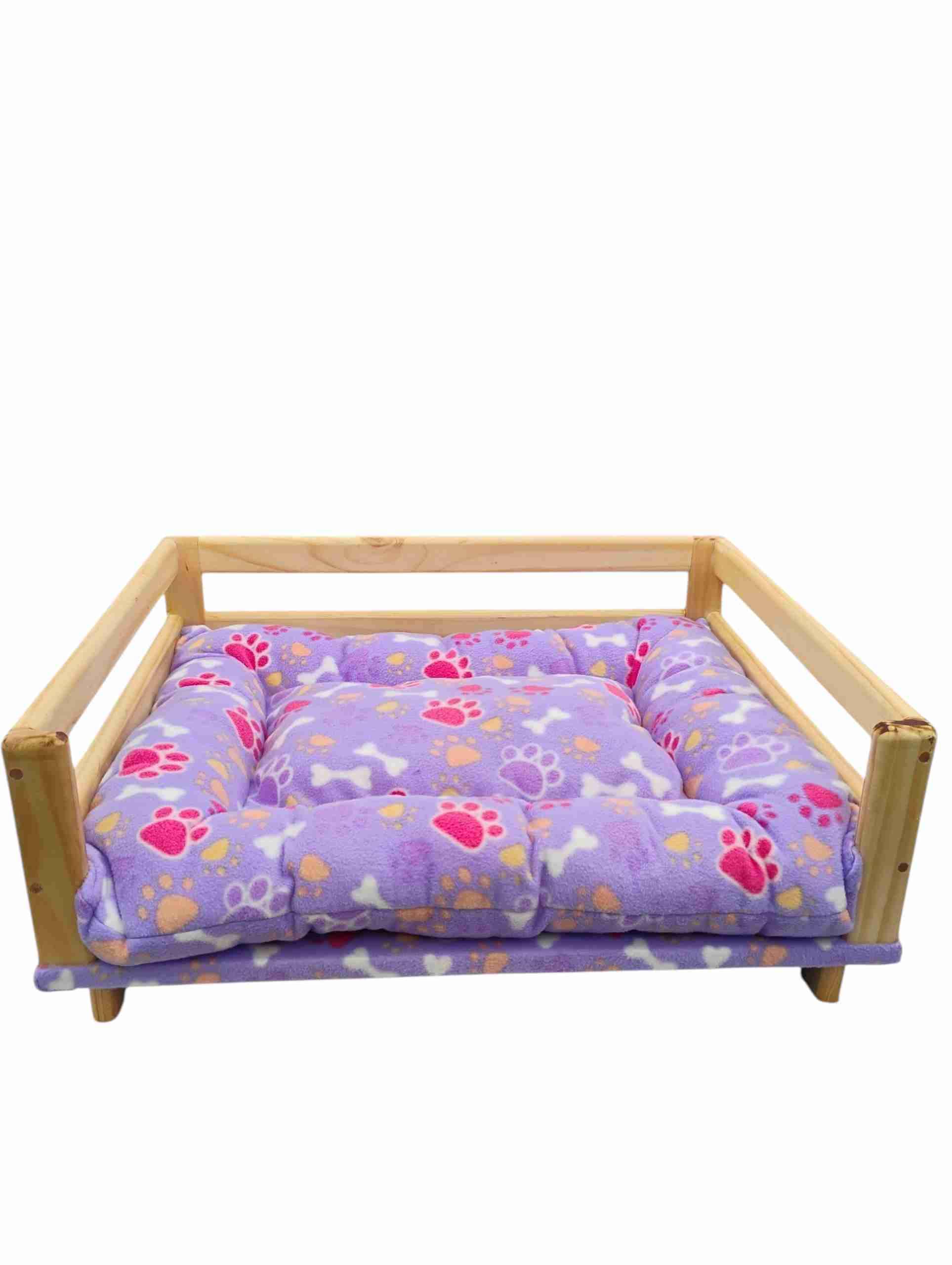 Cama para mascotas rosa con huellas - miniatura 2