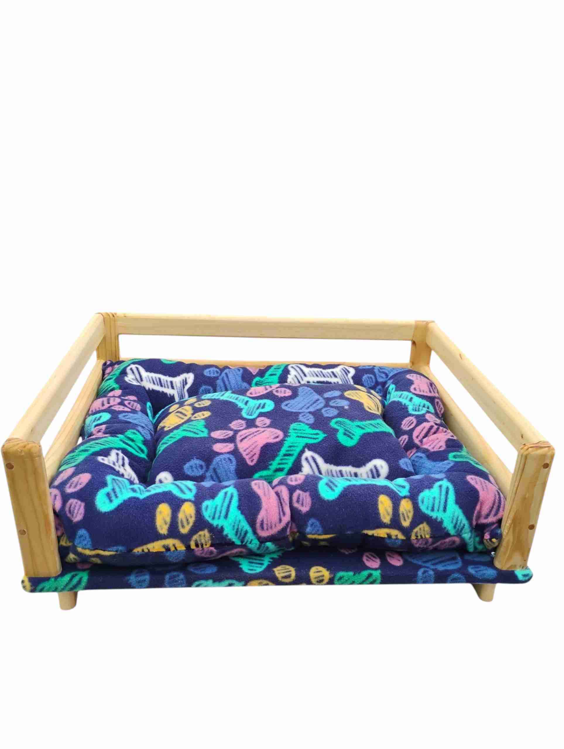 Cama para mascotas rosa con huellas - miniatura 3