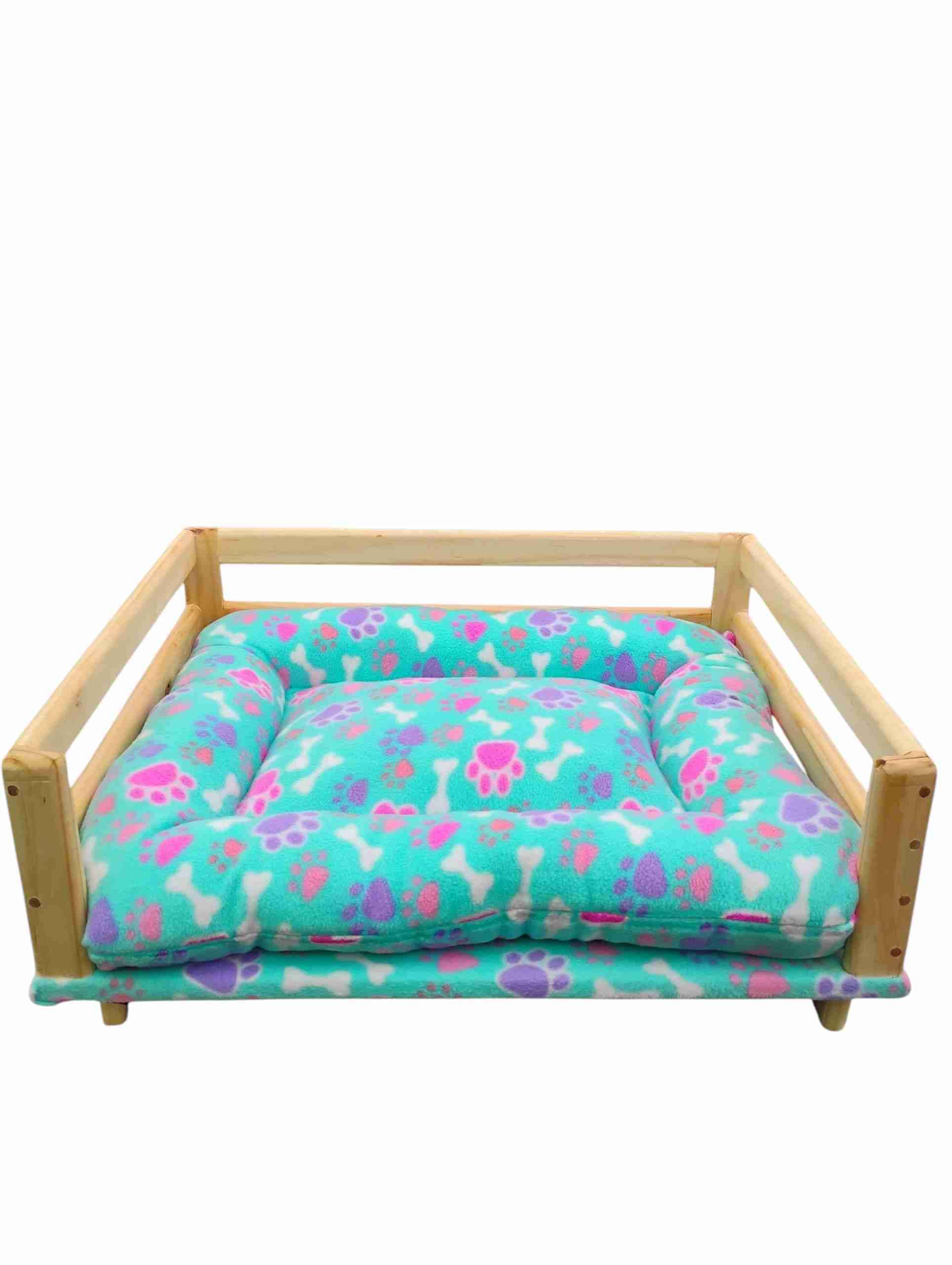 Cama para mascotas rosa con huellas - miniatura 4