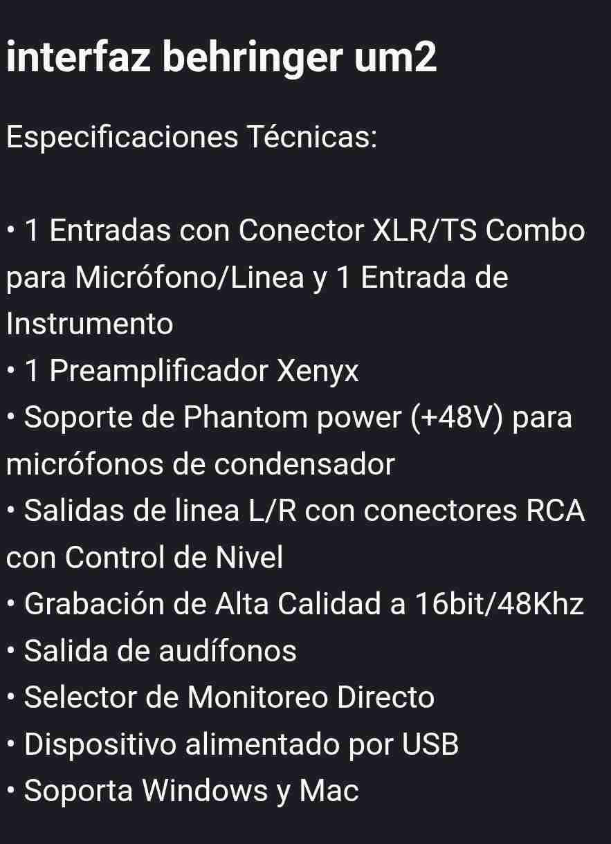 Interfaz de audio Behringer U-Phoria UM2 - miniatura 3