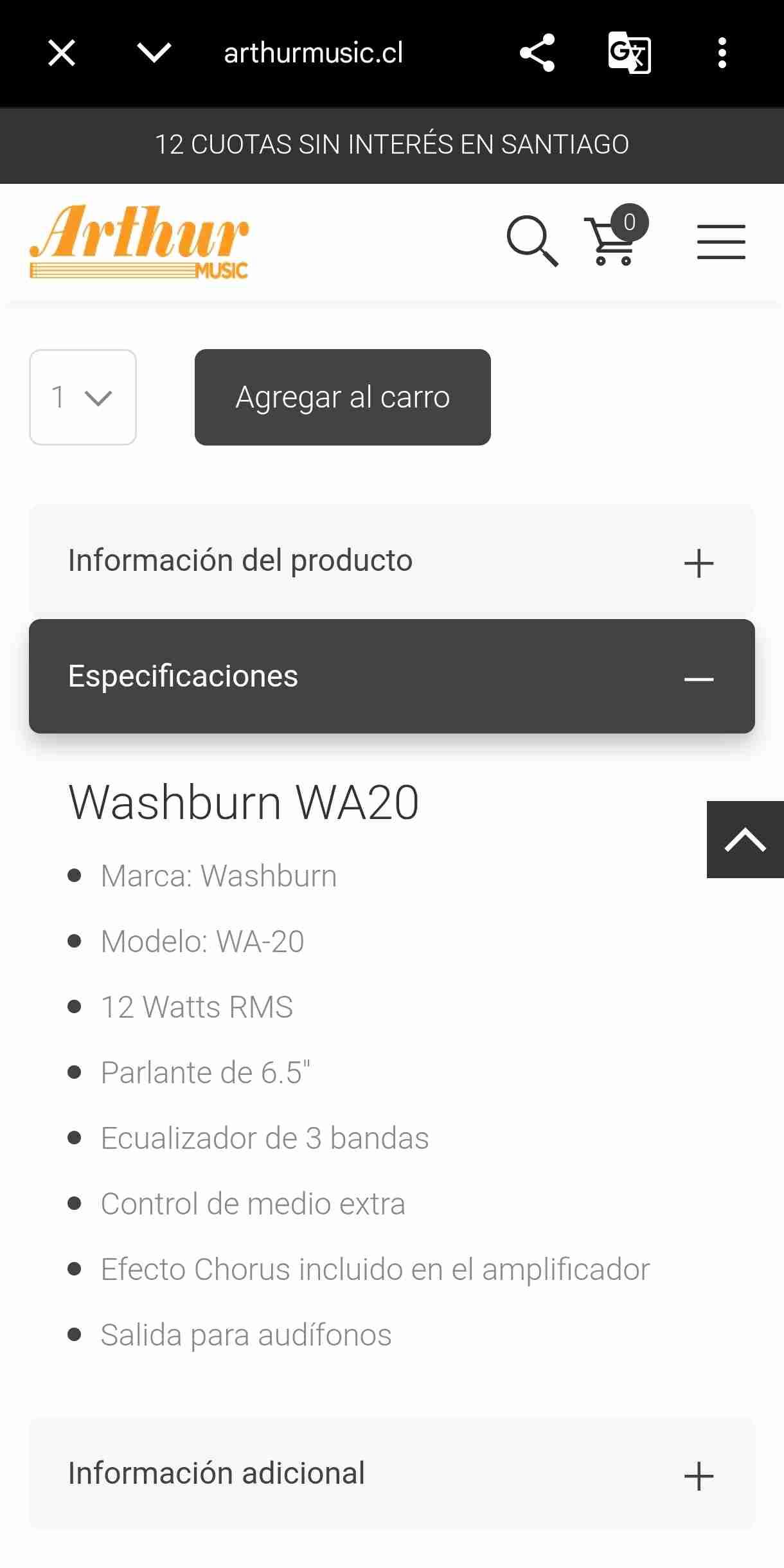 Amplificador guitarra acústica Washburn - miniatura 5