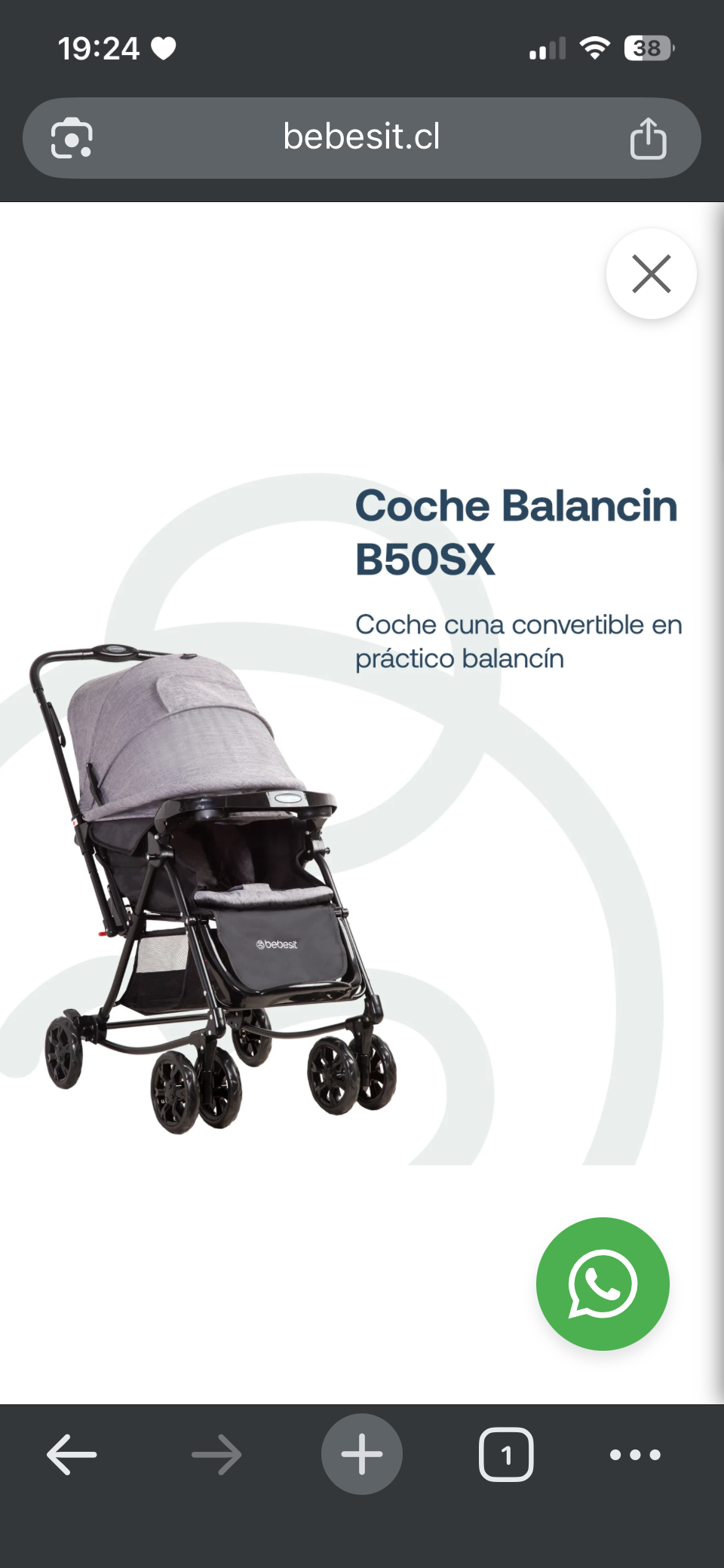 Coche de bebé Bebesit gris - miniatura 2