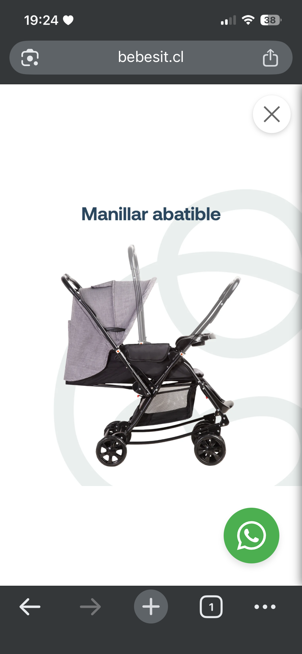 Coche de bebé Bebesit gris - miniatura 5