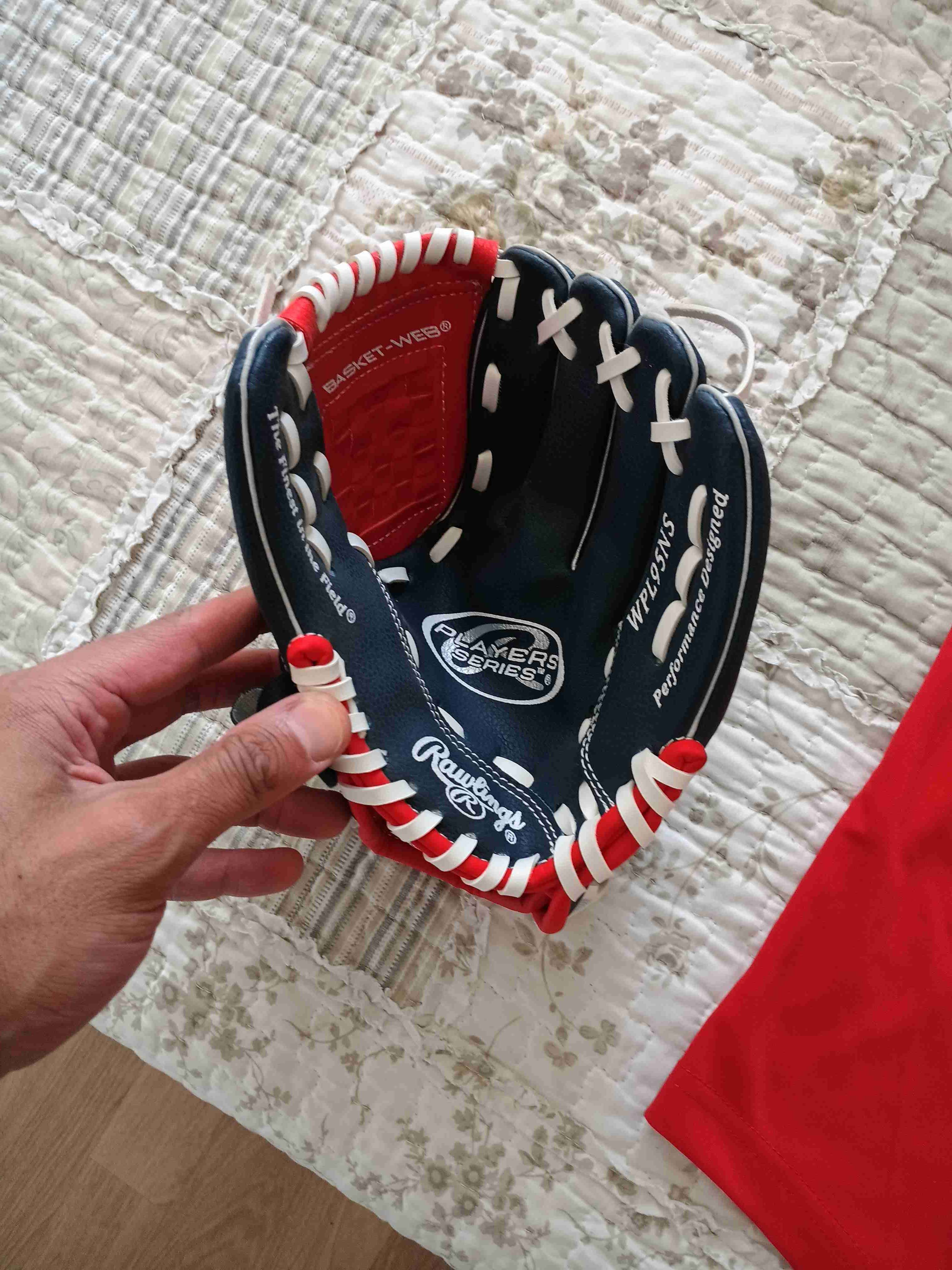 Guante de béisbol Rawlings rojo y azul - 3