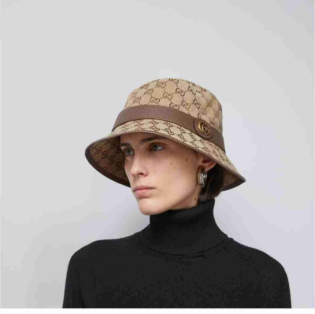 Sombrero bucket beige con logo - miniatura 1