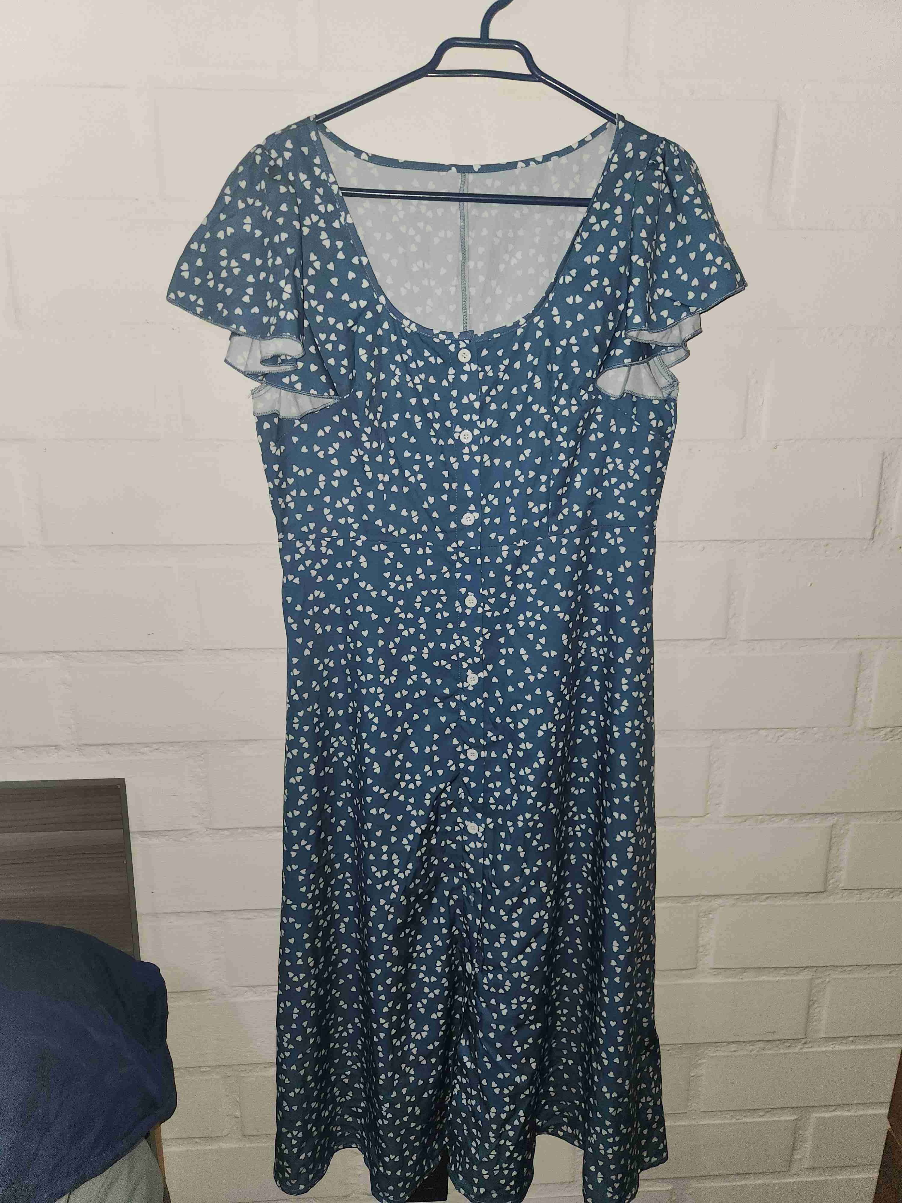 Vestido azul con estampado de corazones