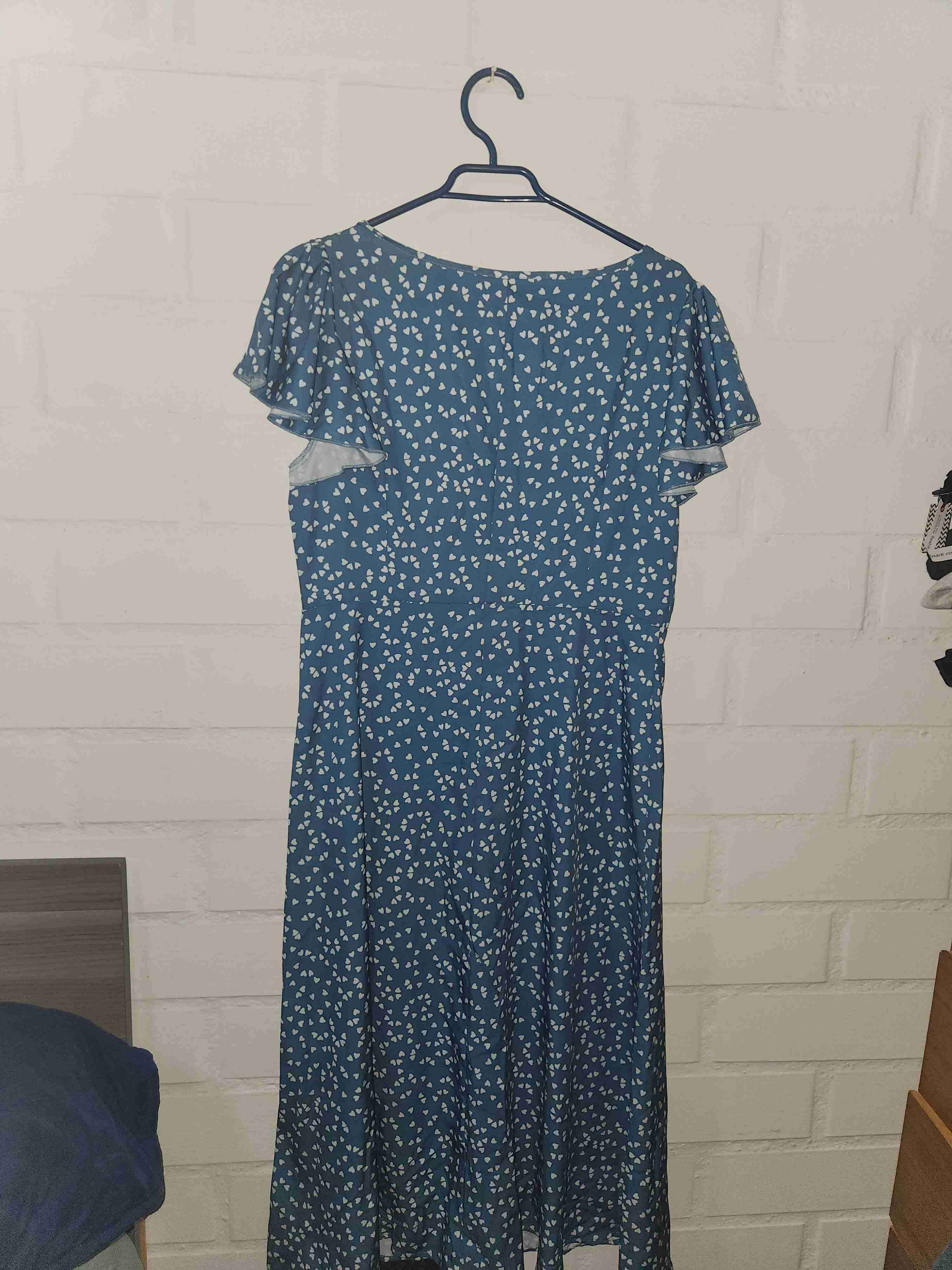 Vestido azul con estampado de corazones - miniatura 3