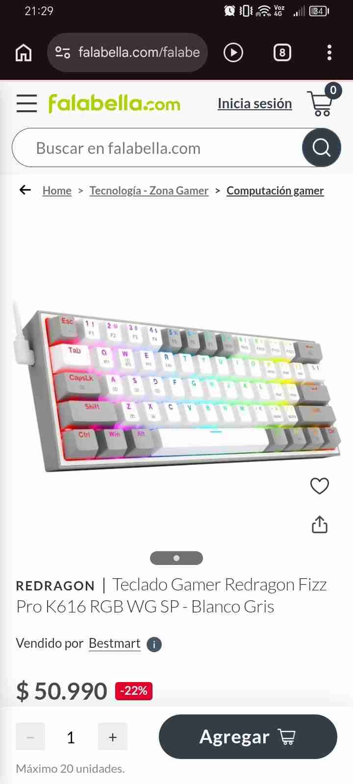 Teclado mecánico Redragon RGB - miniatura 6