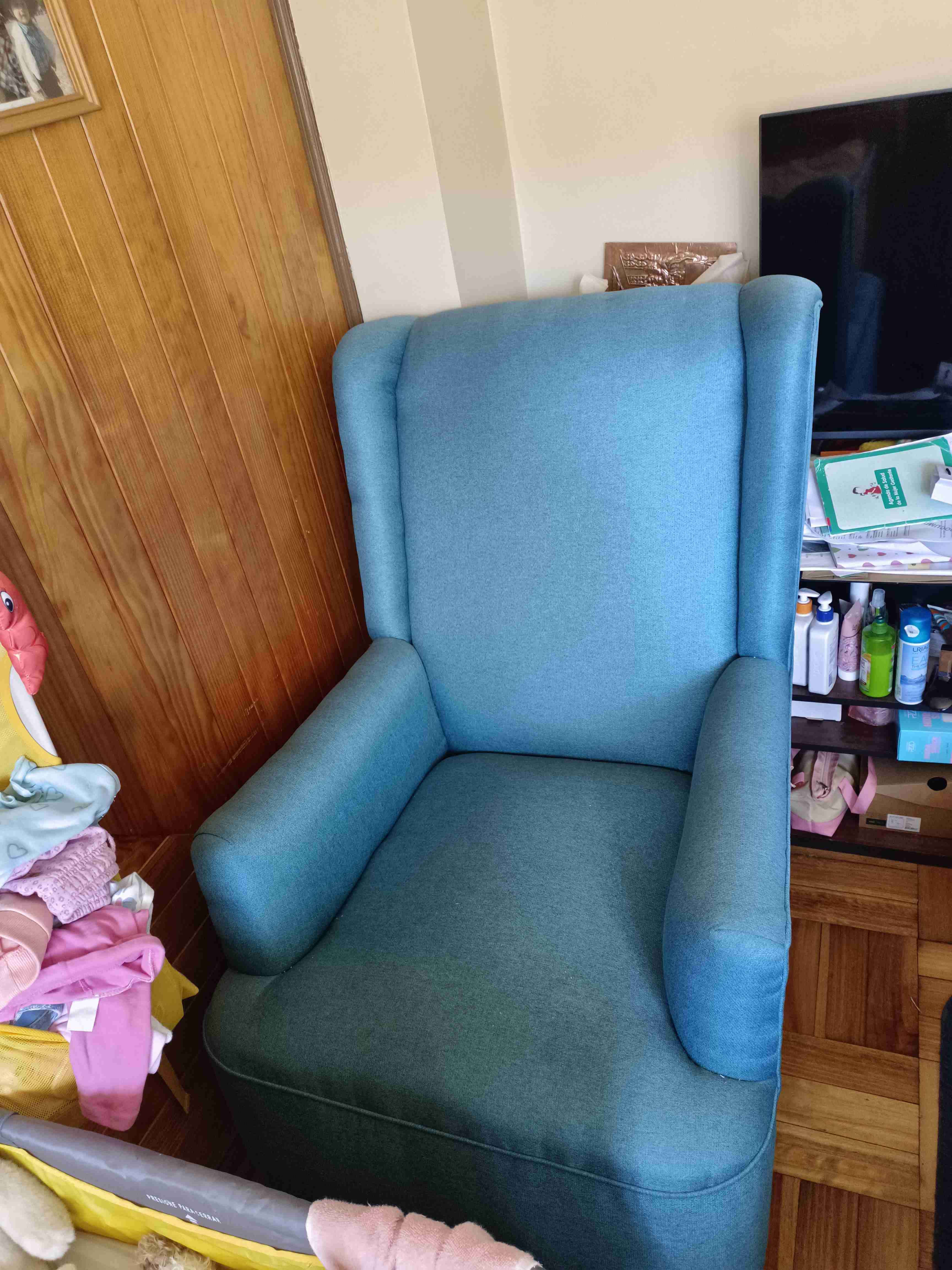 Sillón turqueza semi nuevo. - miniatura 2
