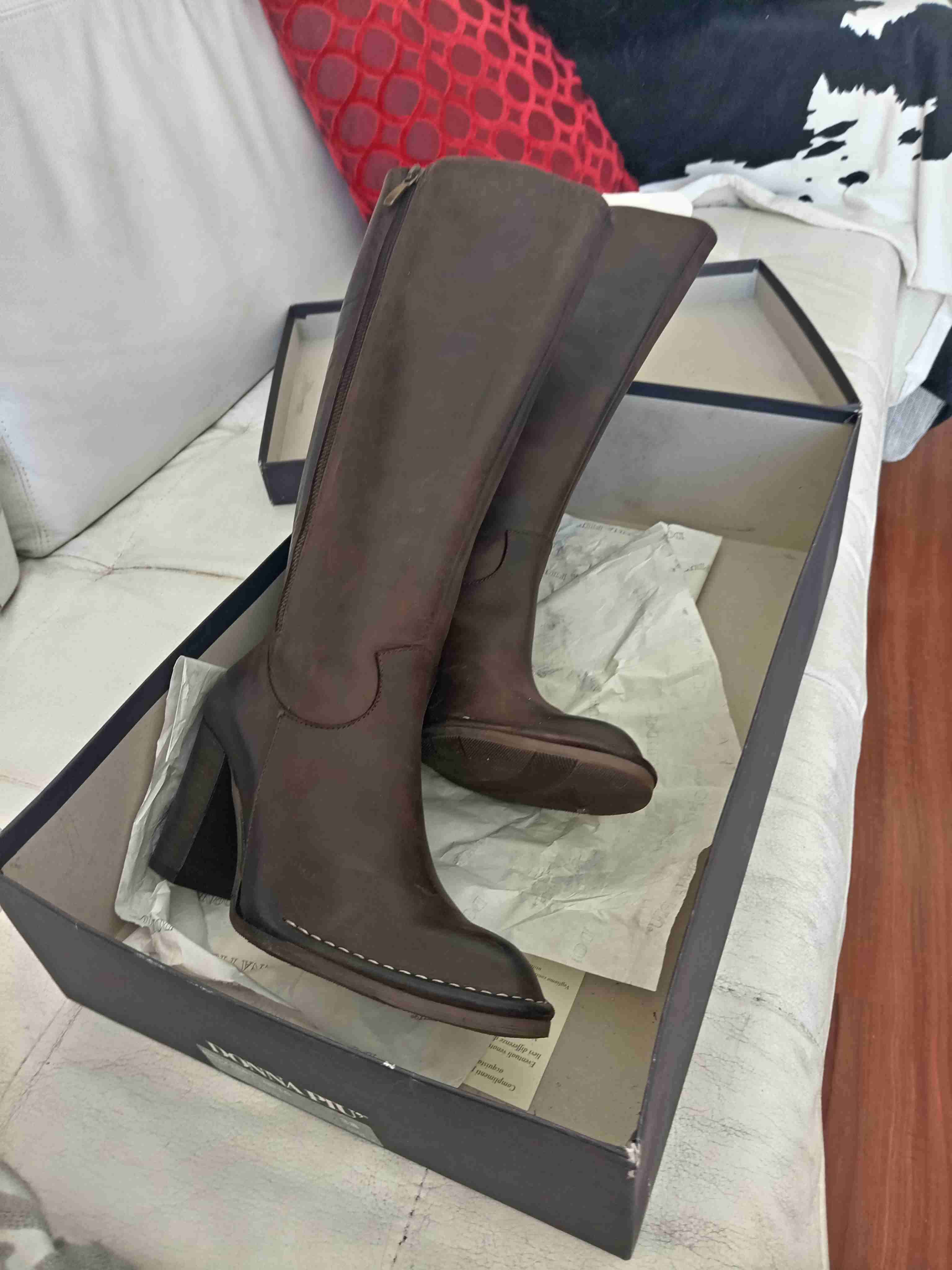 Botas altas de cuero marrón - miniatura 3