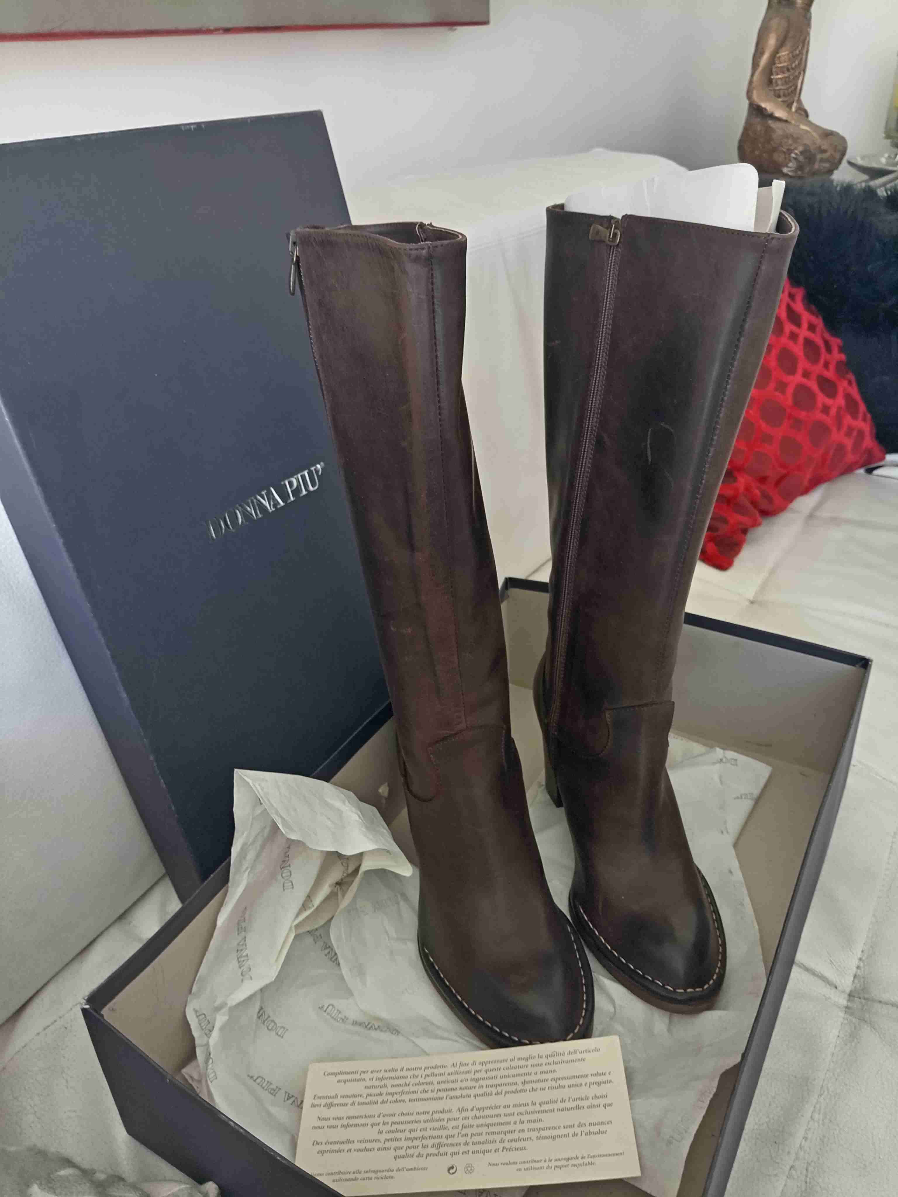 Botas altas de cuero marrón - miniatura 4