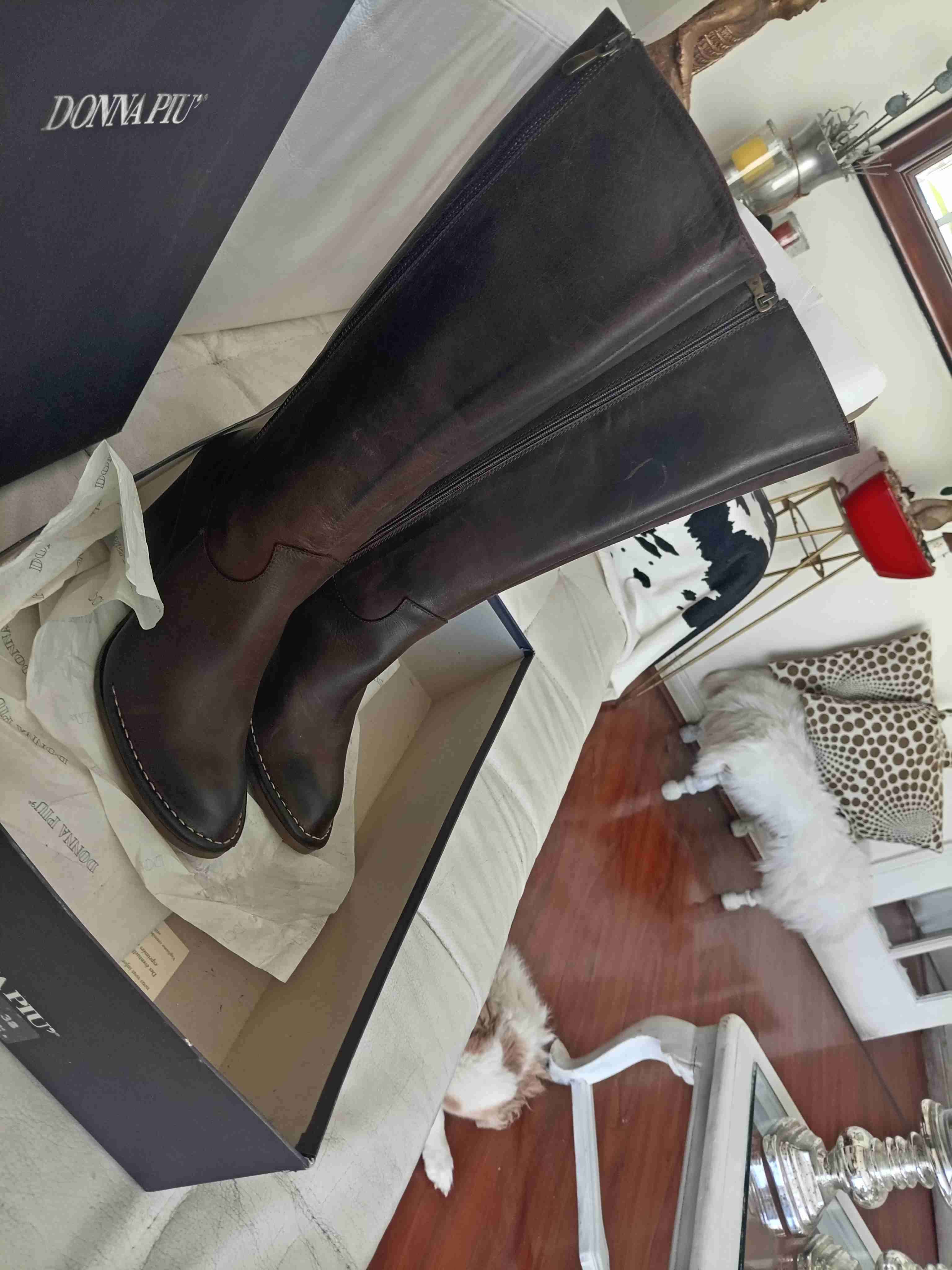 Botas altas de cuero marrón - miniatura 5