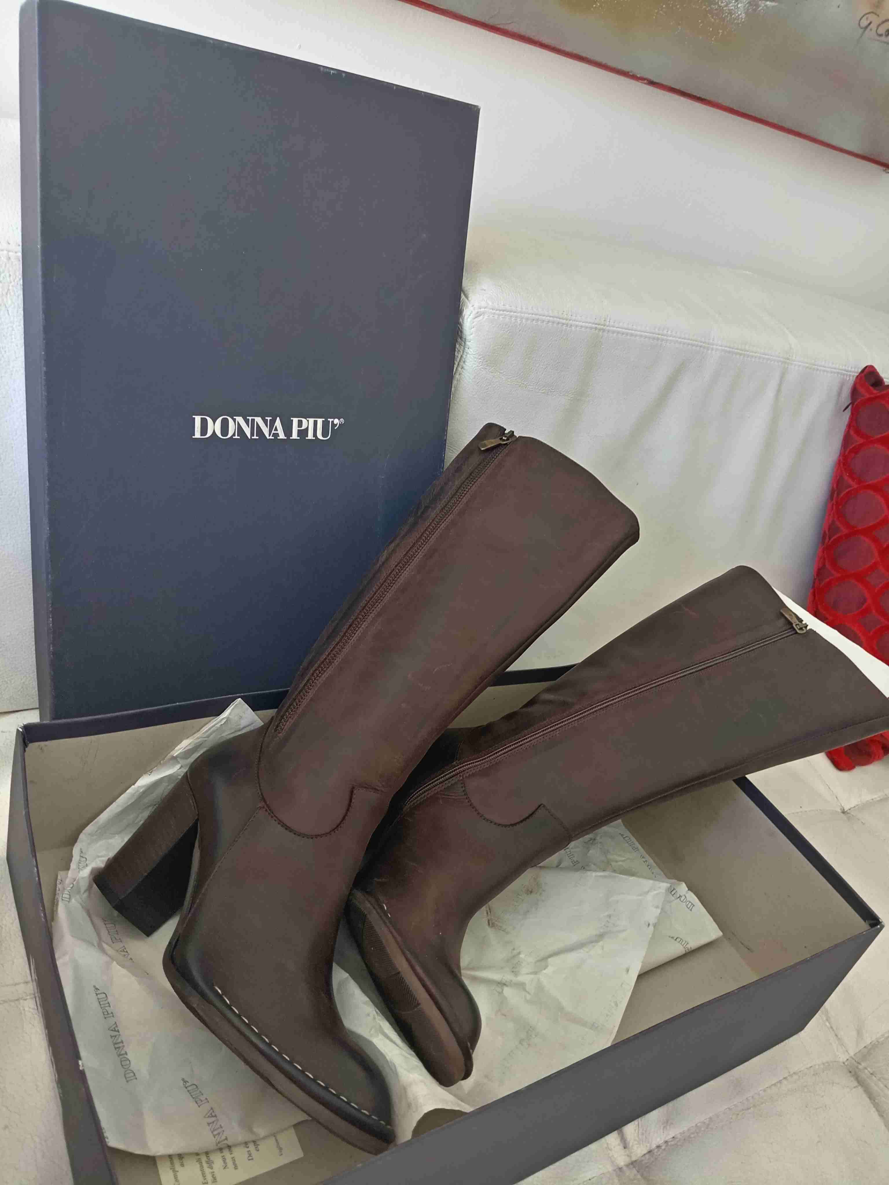 Botas altas de cuero marrón - miniatura 6