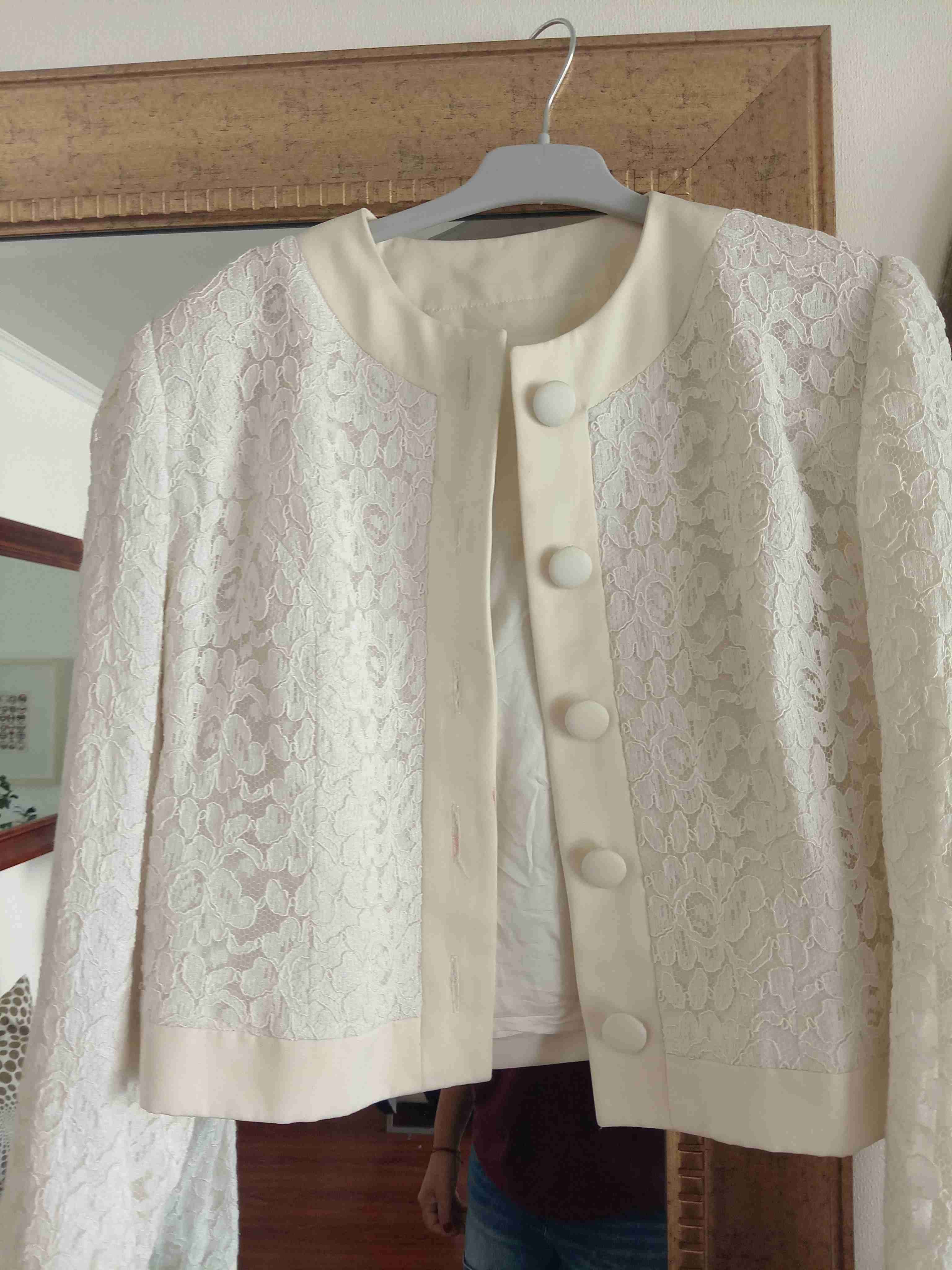 Cardigan blanco con encaje, elegante - miniatura 6