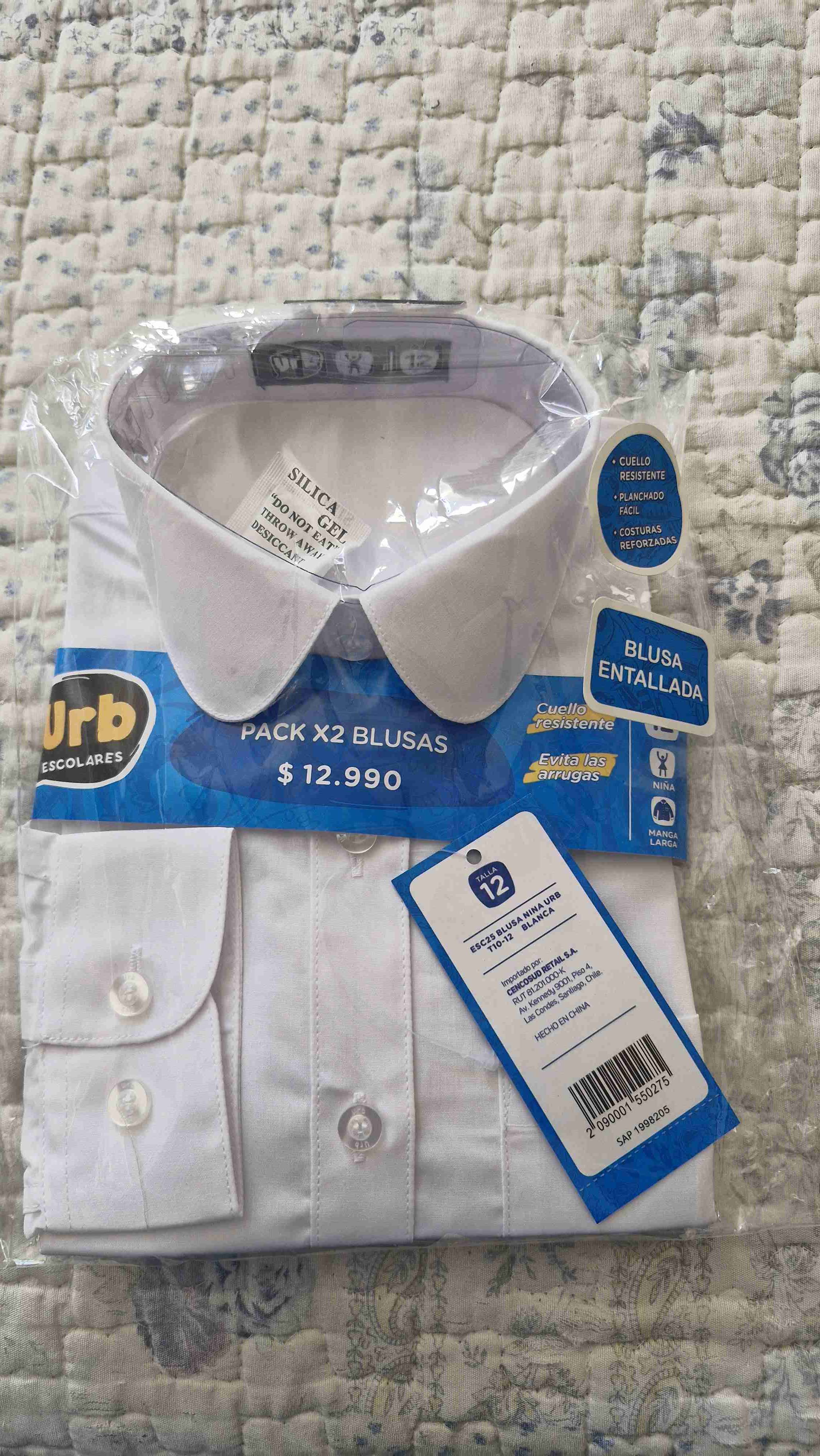 Pack de 2 blusas blancas talla 12