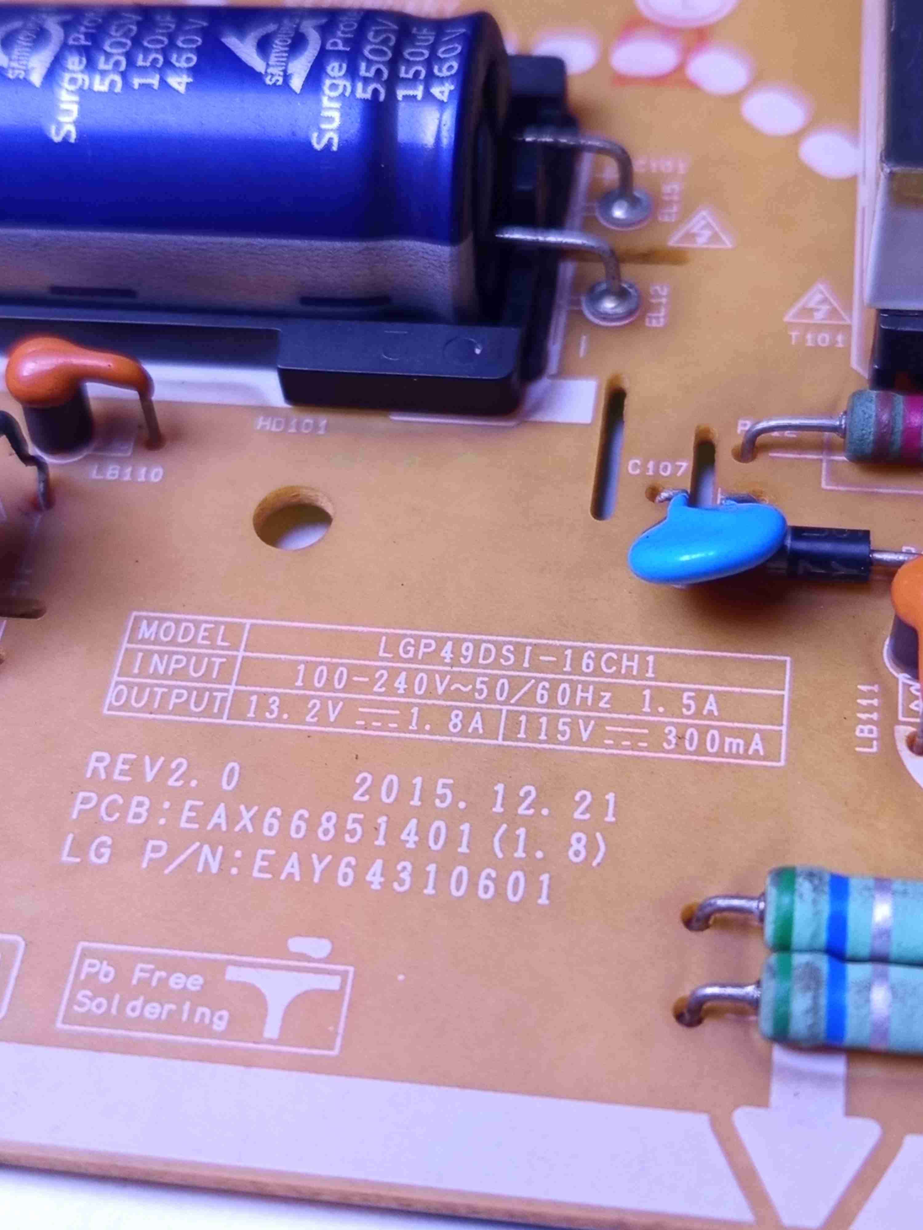 Fuente de poder televisor LG 49lh5700 - miniatura 2