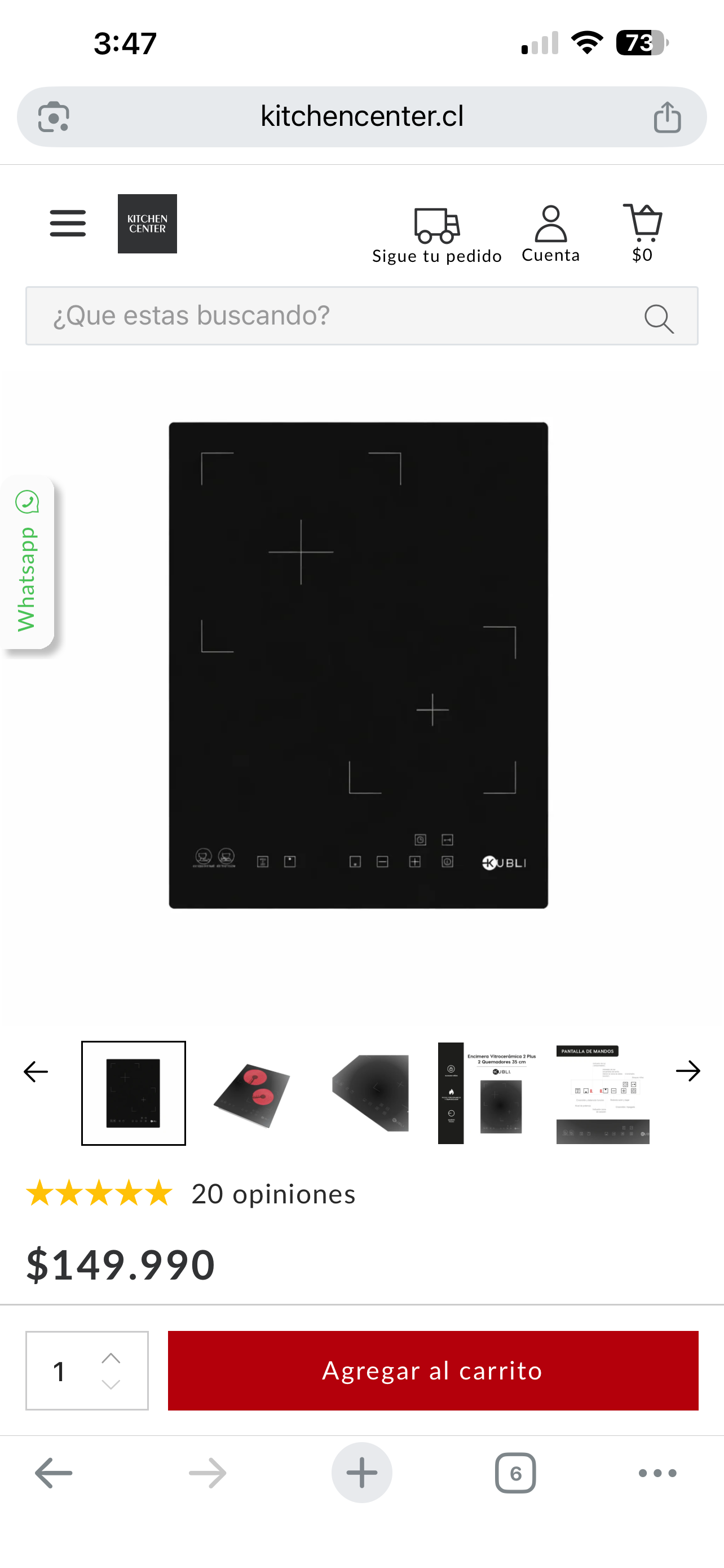 Encimera vitrocerámica 2 zonas Kubli