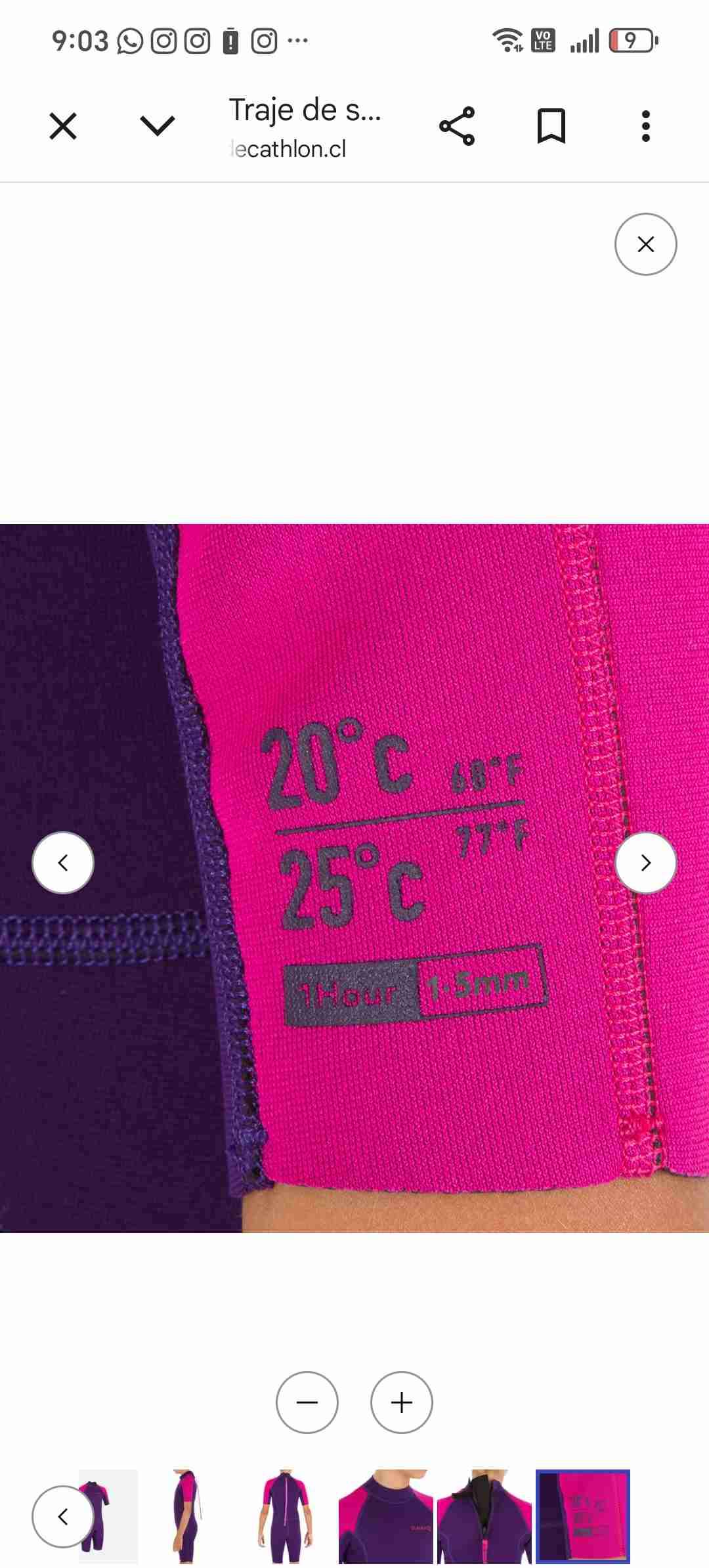 Traje de neopreno morado y fucsia talla 6 - miniatura 3