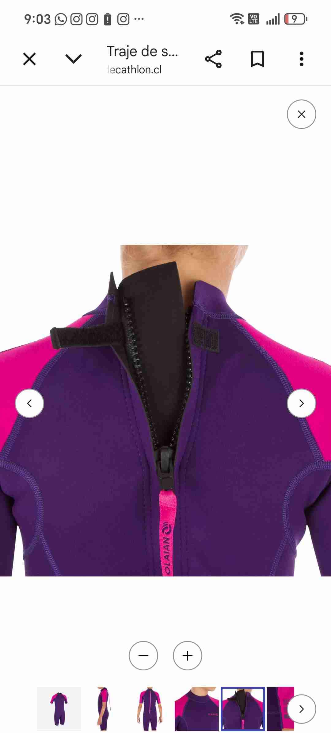 Traje de neopreno morado y fucsia talla 6 - miniatura 4