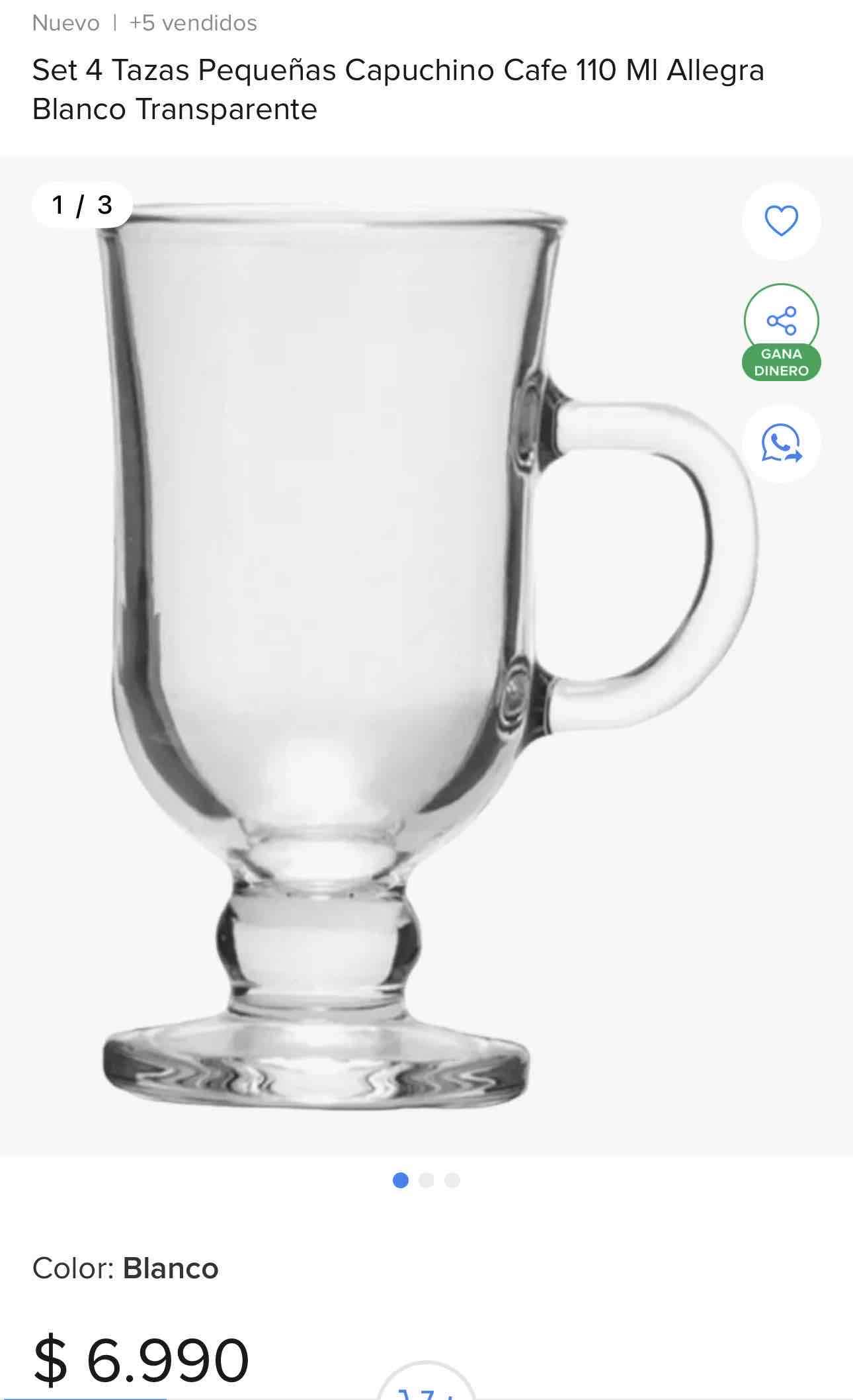 Set 4 Tazas Pequeñas Capuchino Cafe 110 MI Allegra - miniatura 2