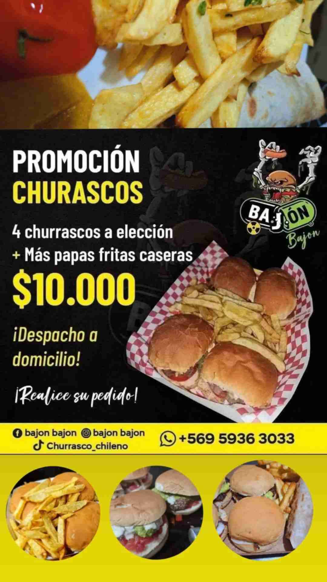 Promoción de churrascos con papas