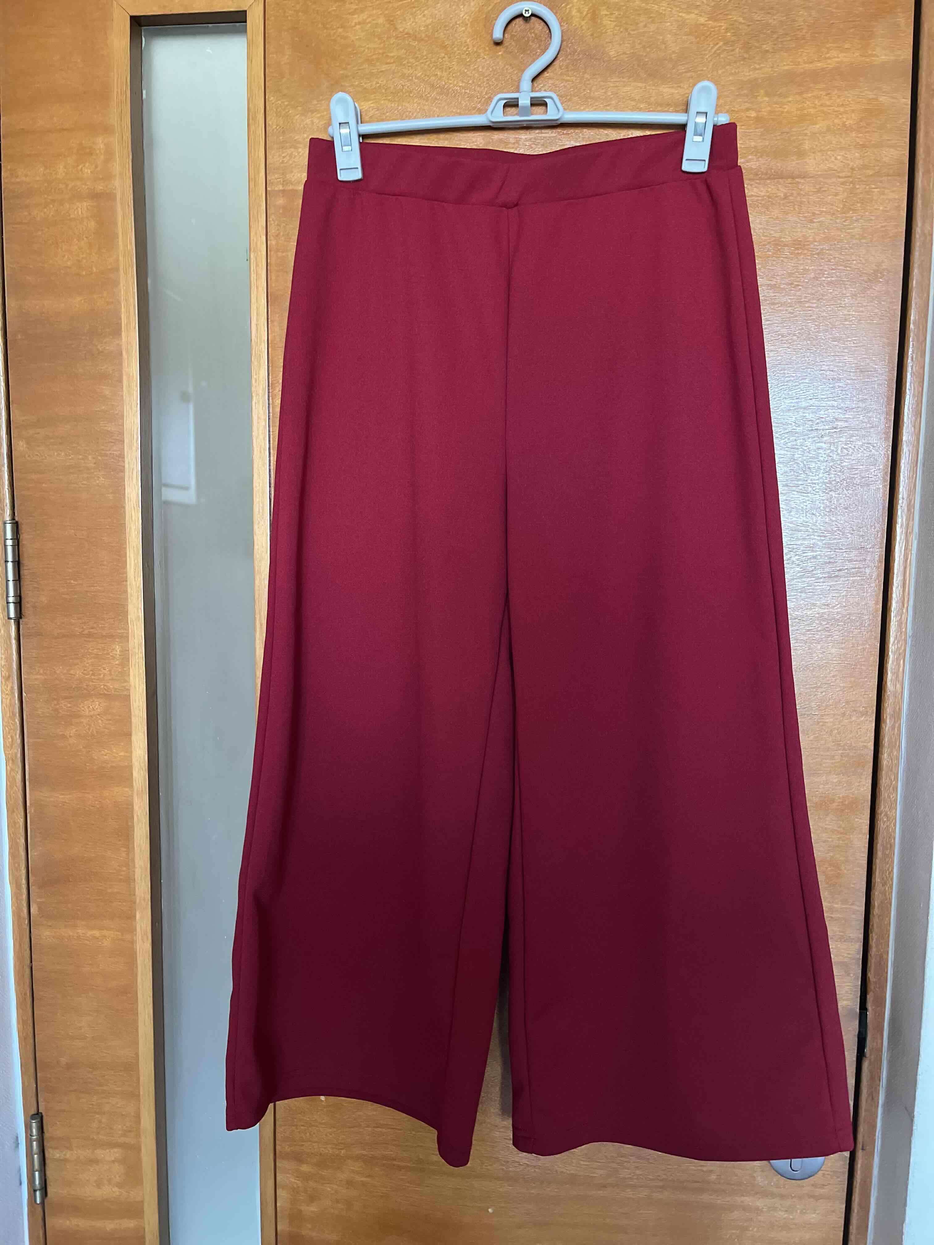 Pantalones anchos rojos mujer