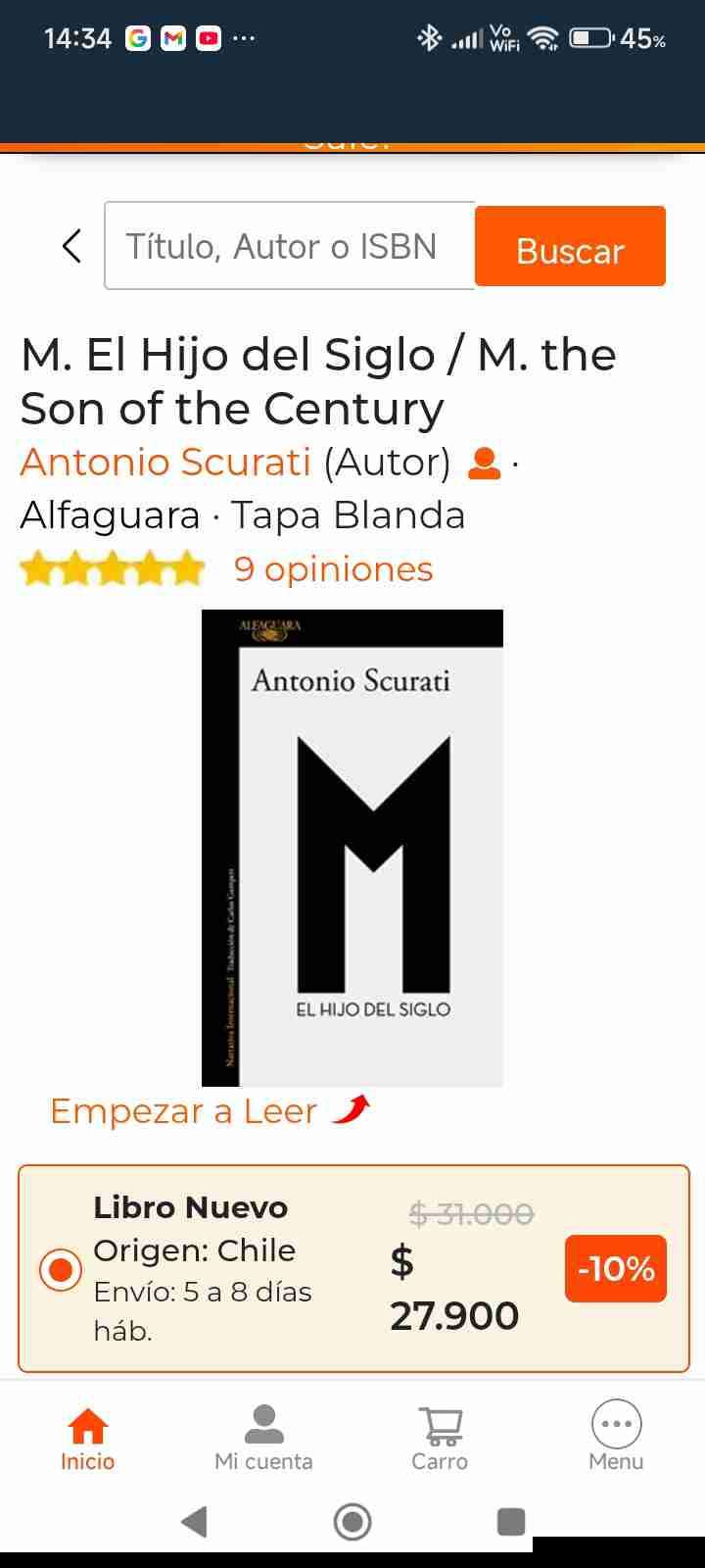 Libro 'M El Hijo del Siglo' edición Grande. - miniatura 5