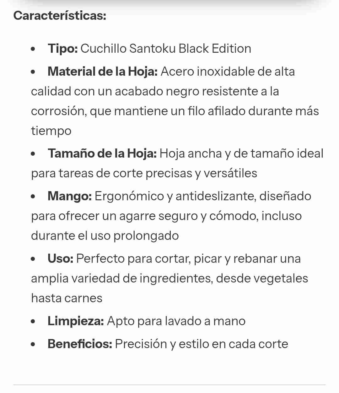 Cuchillo Santoku de acero inoxidable Black edition - miniatura 2