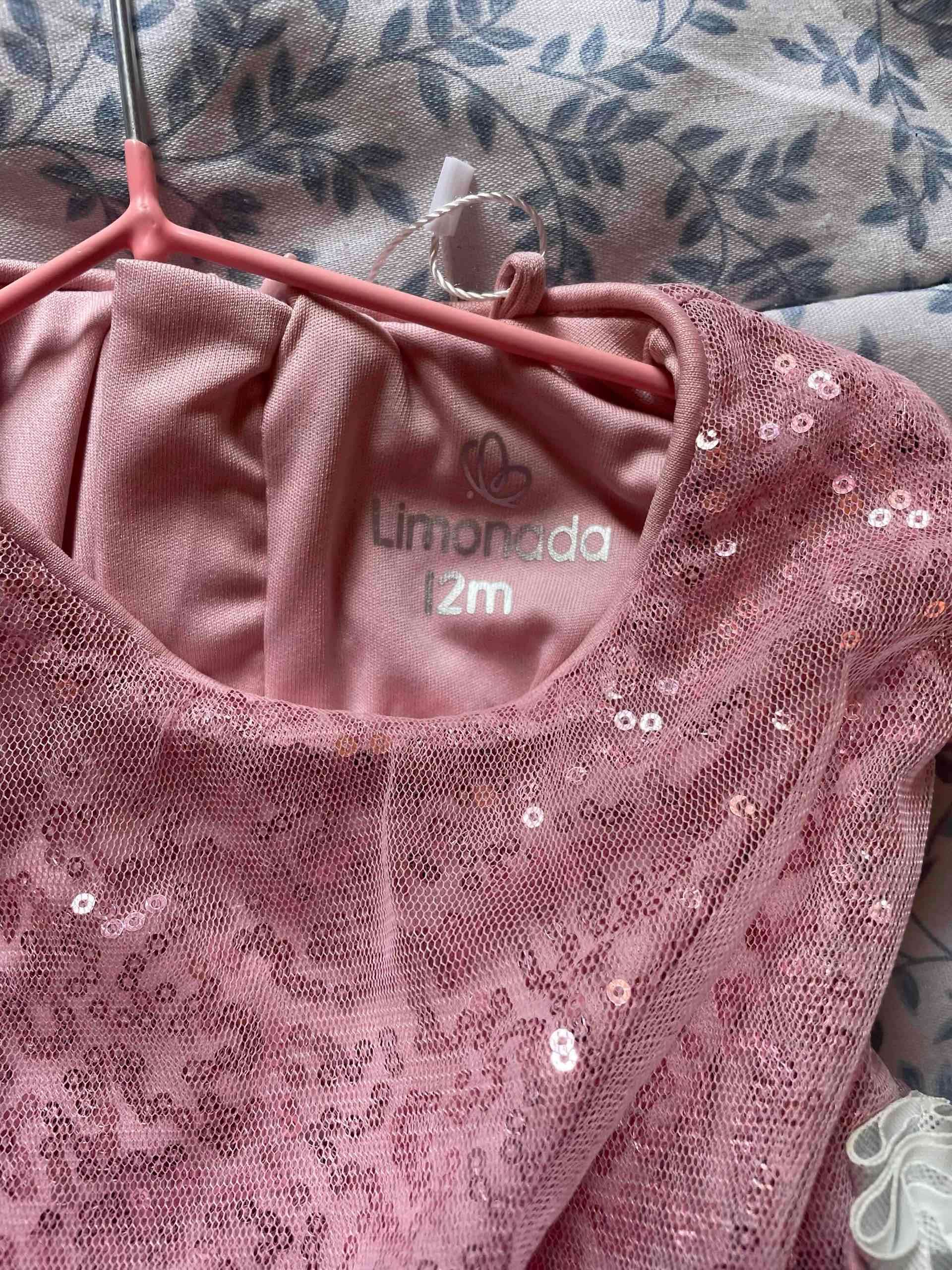 Vestido de niña rosado con brillo limonada - miniatura 4