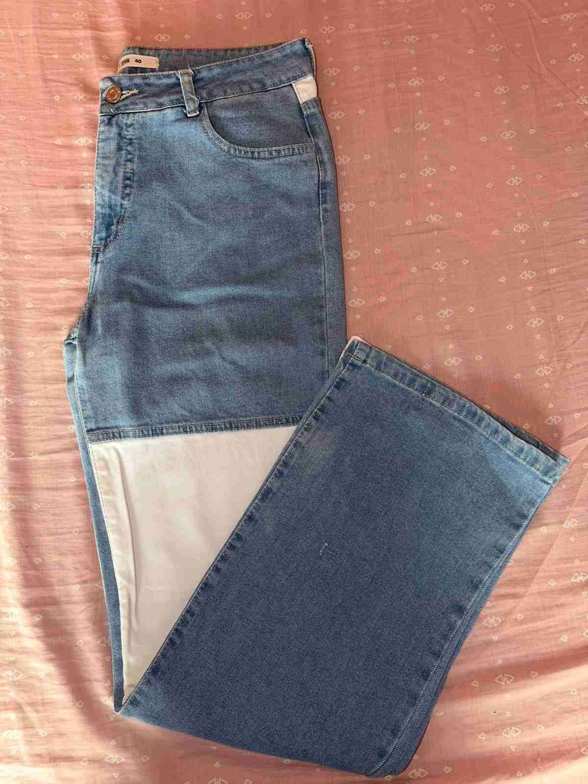Jeans patchwork azul y blanco - miniatura 2