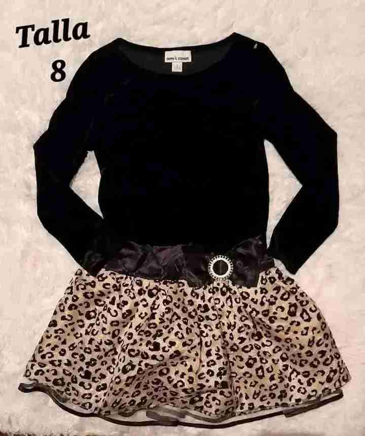 Vestido niña leopardo, talla 8