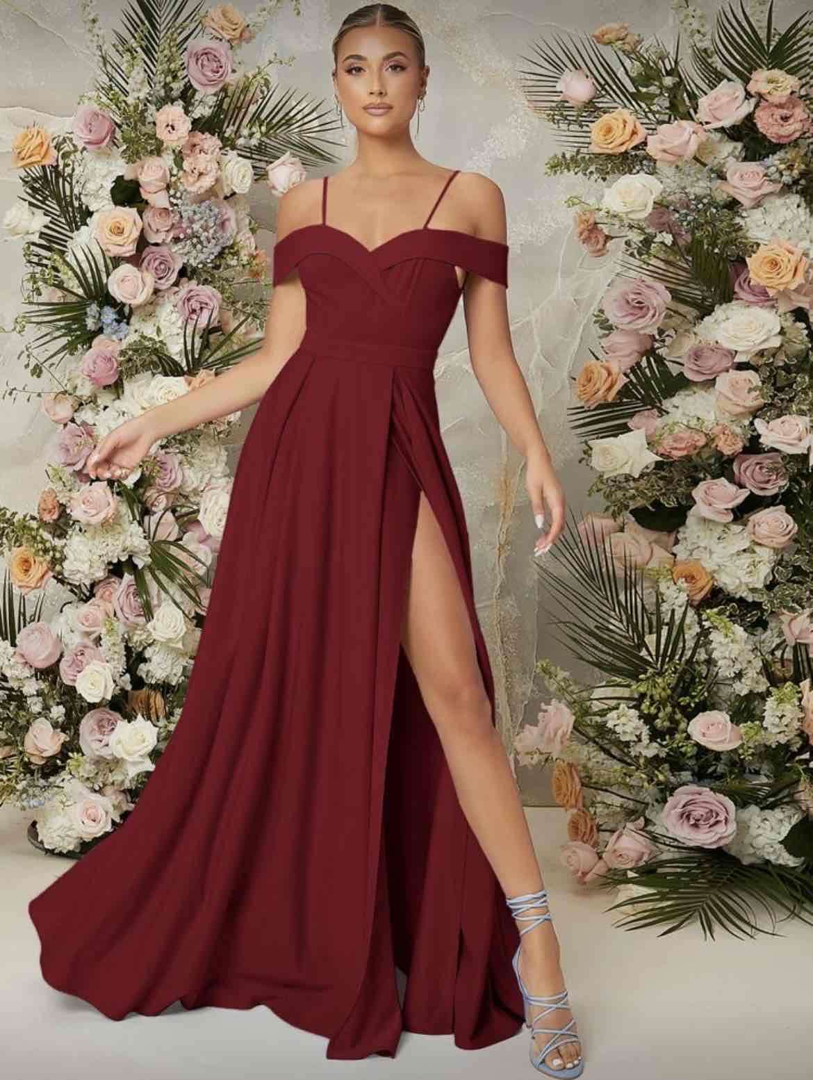 Vestido largo rojo elegante - miniatura 2
