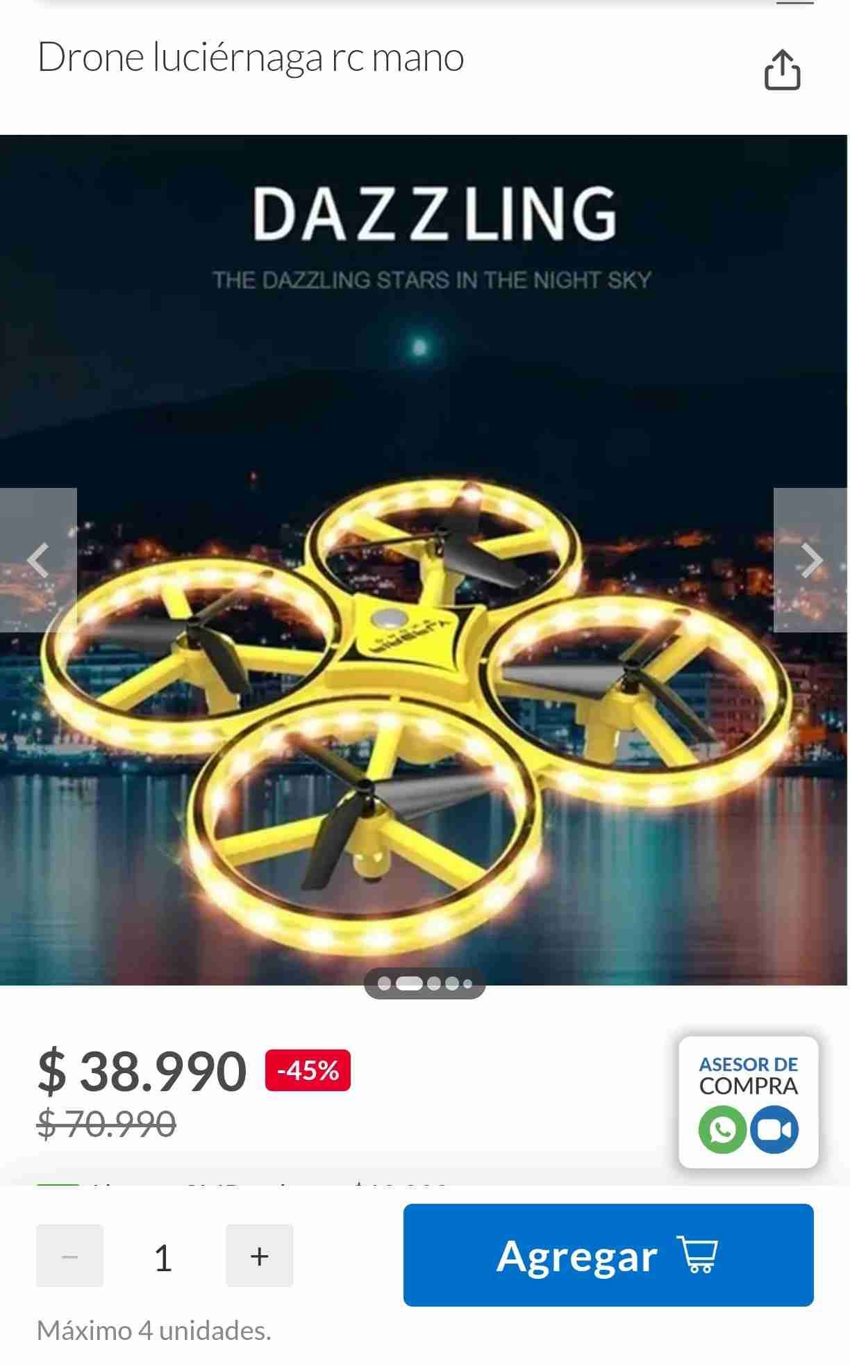 Drone lúminico modelo luciérnaga