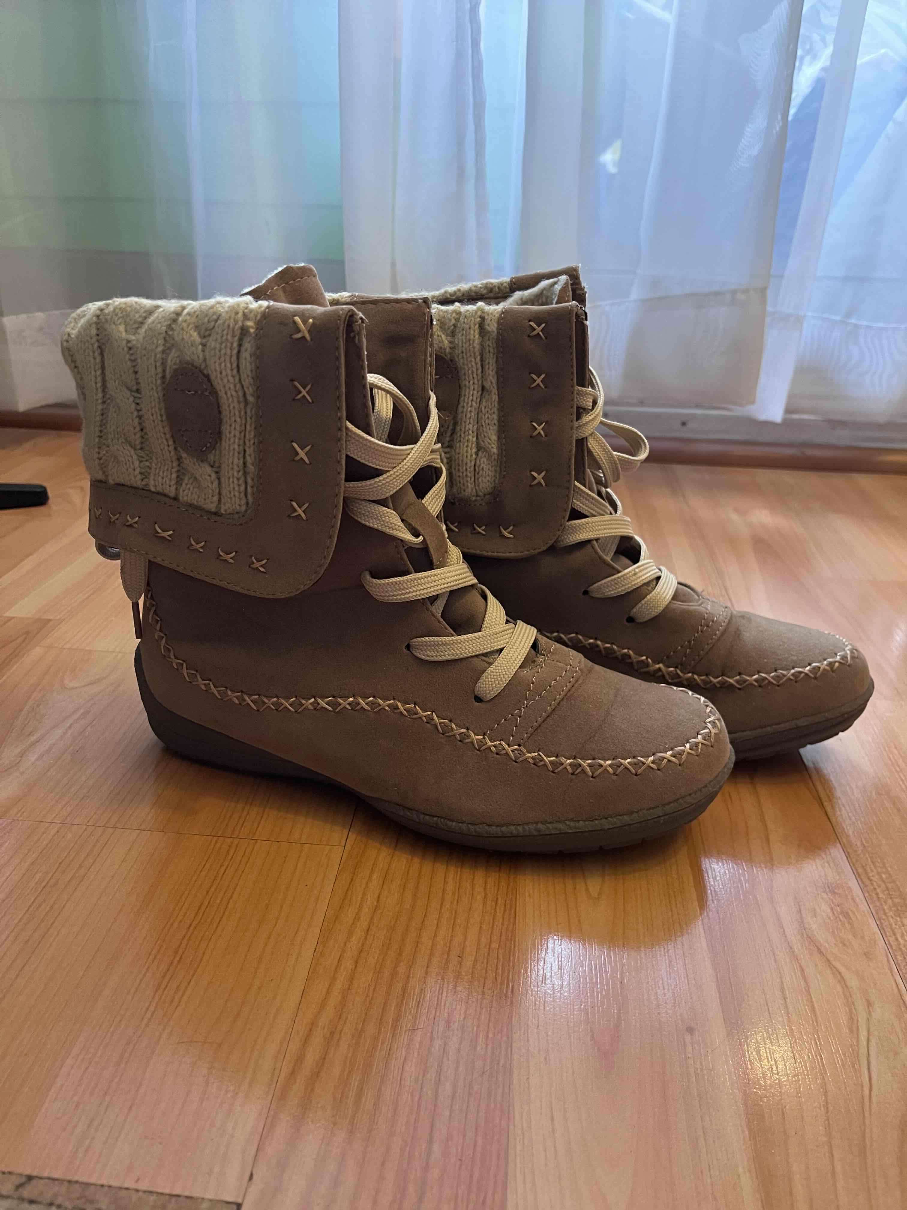Botas camel con forro tejido